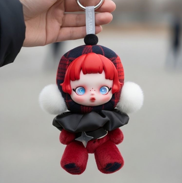 Pop Mart Skullpanda Winter Symphony Series Keyring Rock On (Opened Case) 착용 스타일