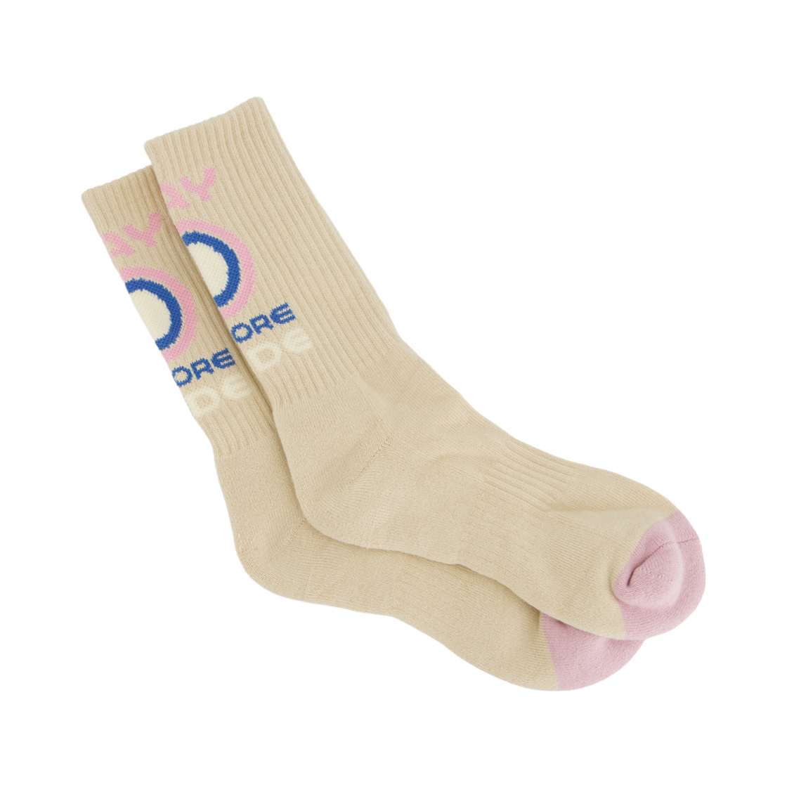 TU25SC2FR Temporary Universe Two Tone Graphic Socks Beige