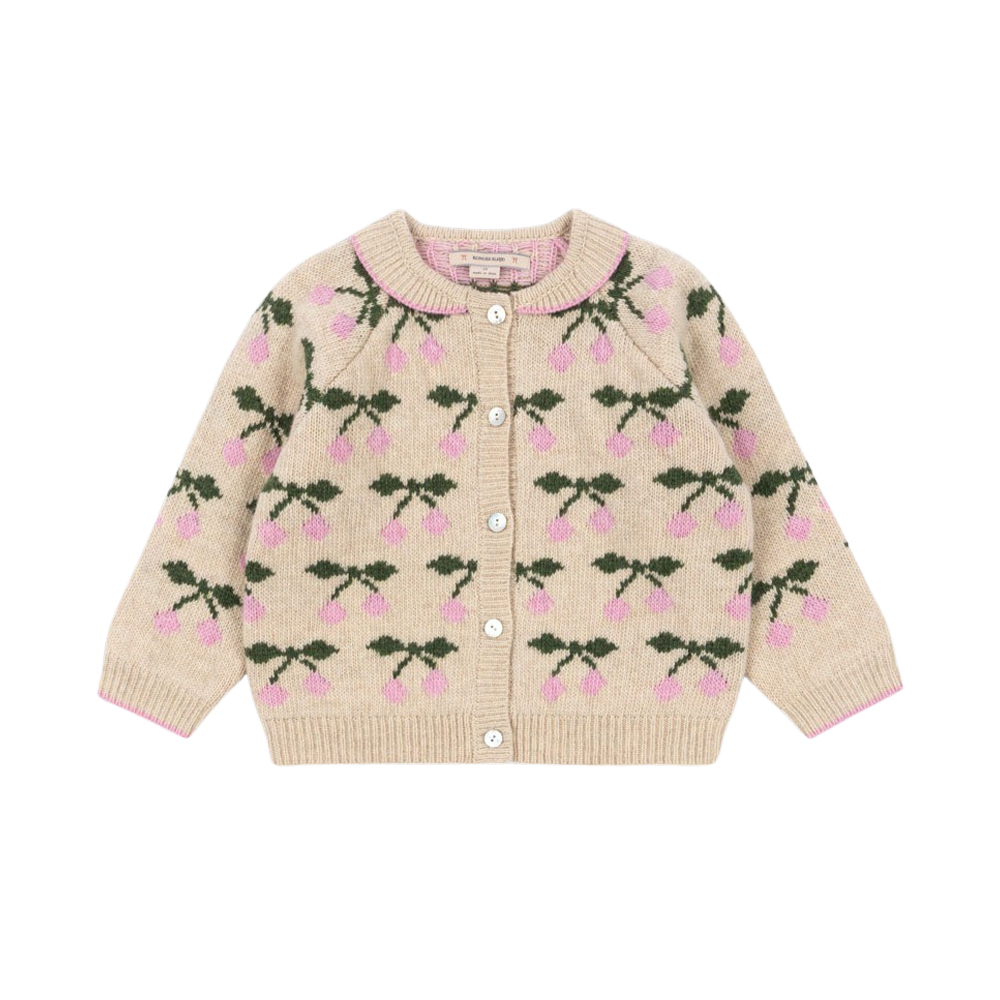 KS103712 CHERRY Konges Sløjd Belou Knit Collar Cardigan Cherry