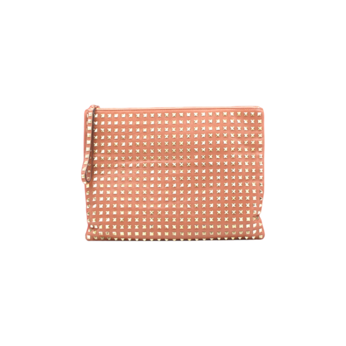 ITN6M7CWSQG7 Valentino Rockstud Large Zip Strap Clutch in Calfskin