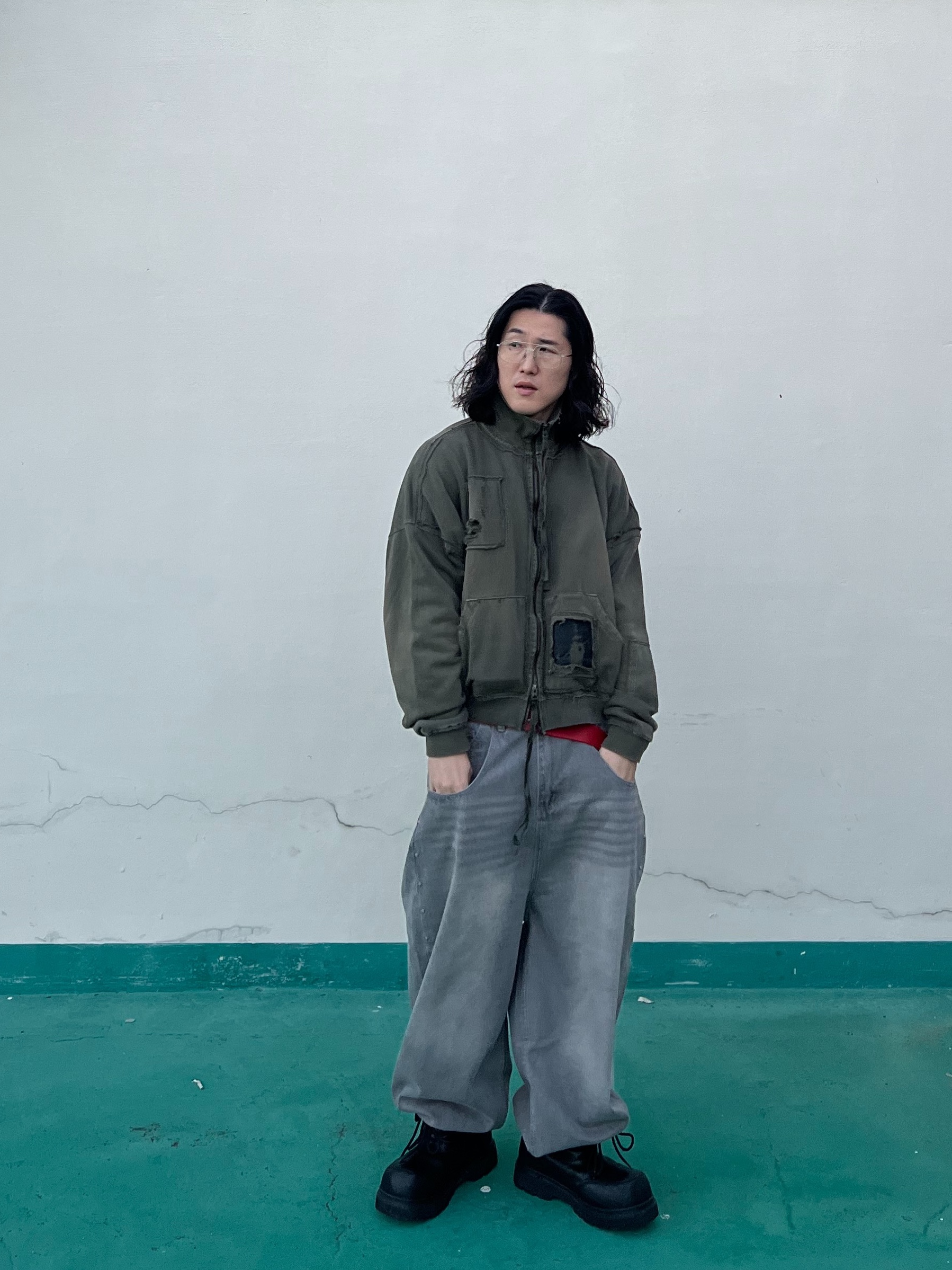 Undermycar Multi Patched Vintage Gaor Zip-Up Khaki - 25SS 착용 스타일 - 2