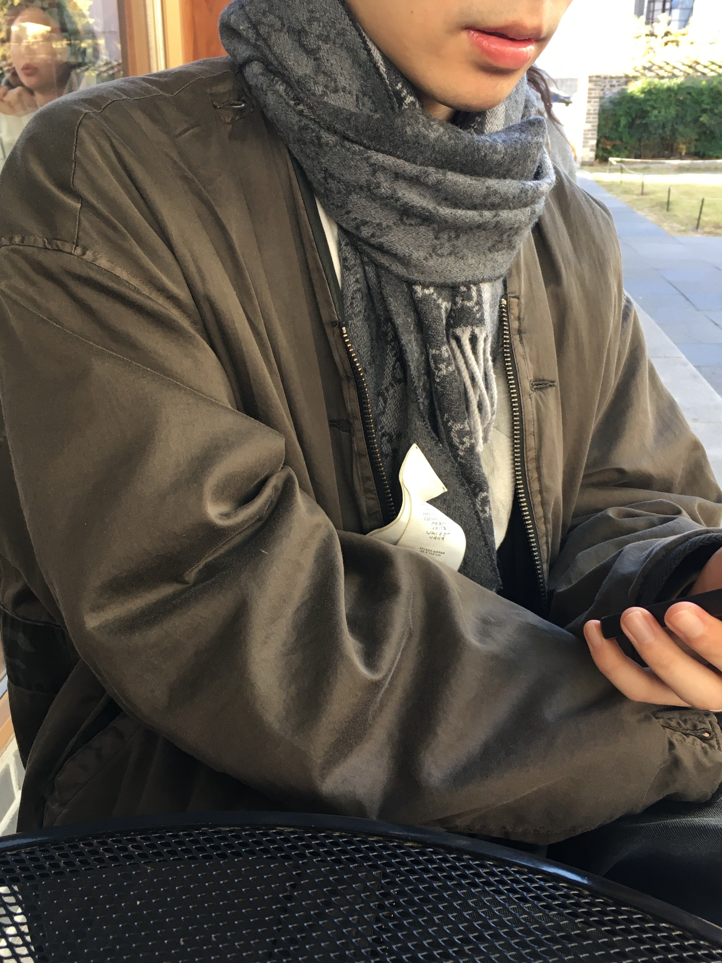 Polyteru Human Index Human Sleeveless Gray Beige, Polyteru 1011 Camou Liner Jacket Used Olive 착용 스타일 - 3