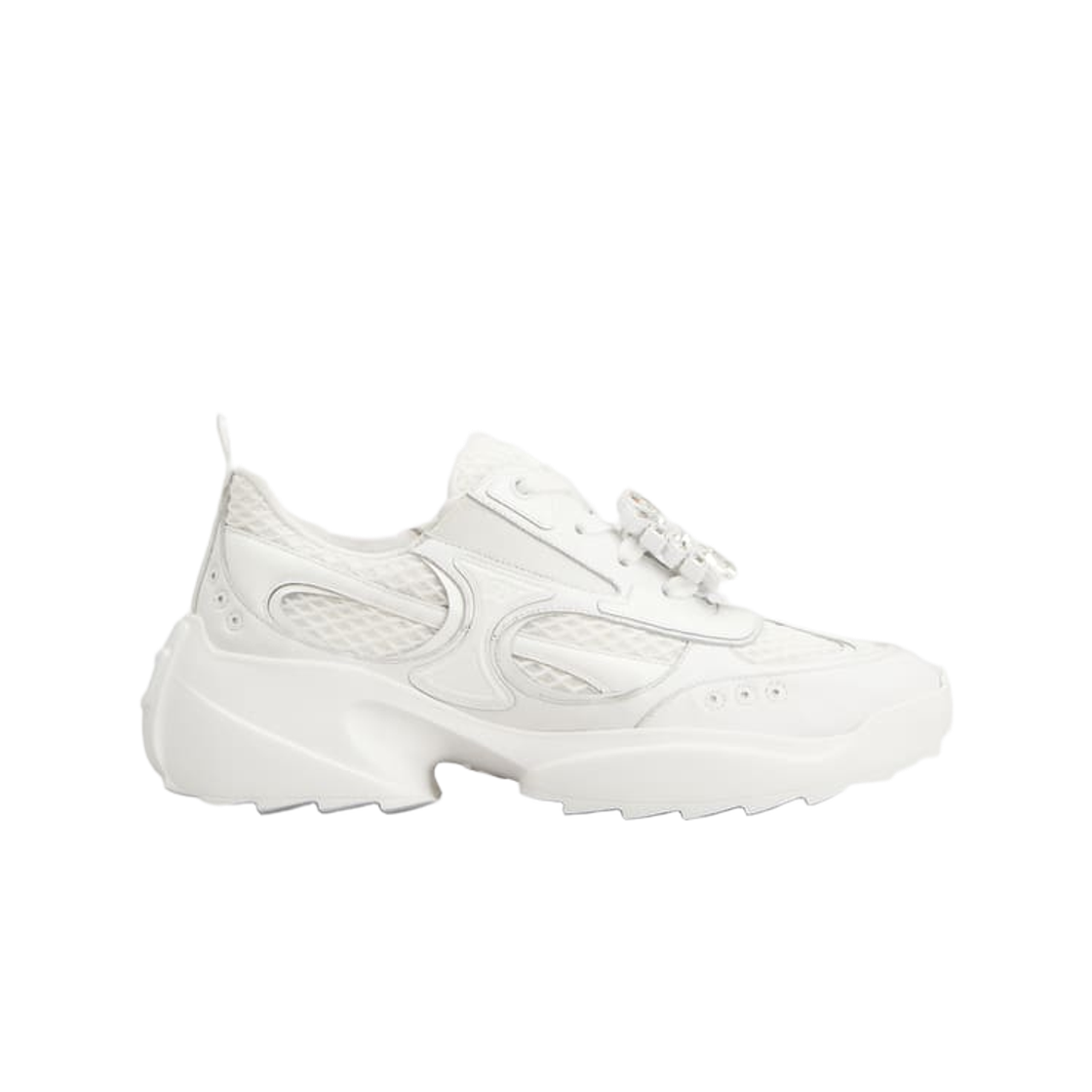 (W) 로저 비비에 비브 온 더 런 스니커즈 화이트((W) Roger Vivier Viv On The Run Sneakers White)