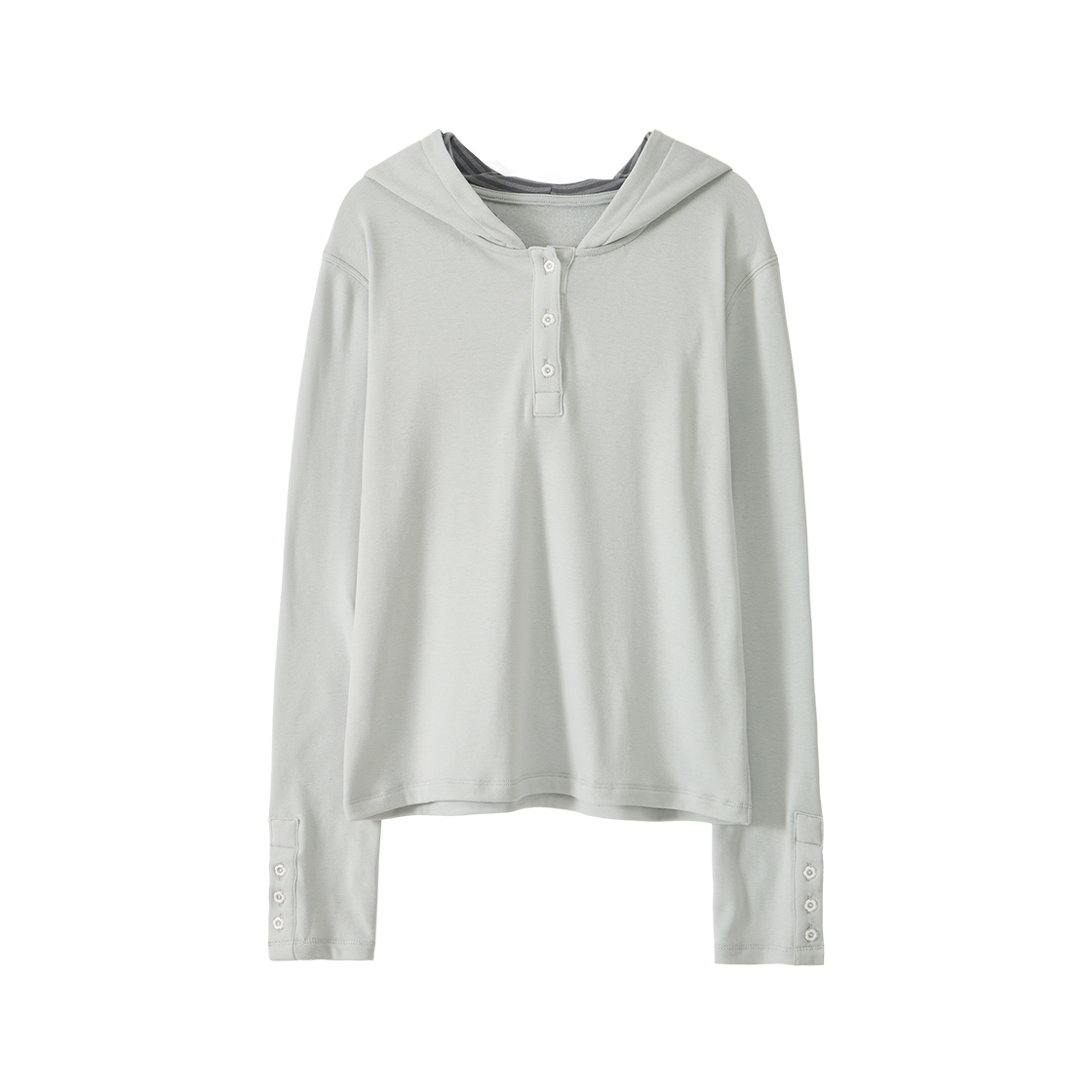 단델 패치 포켓 스트라이프 후드 롱슬리브 라이트 그린