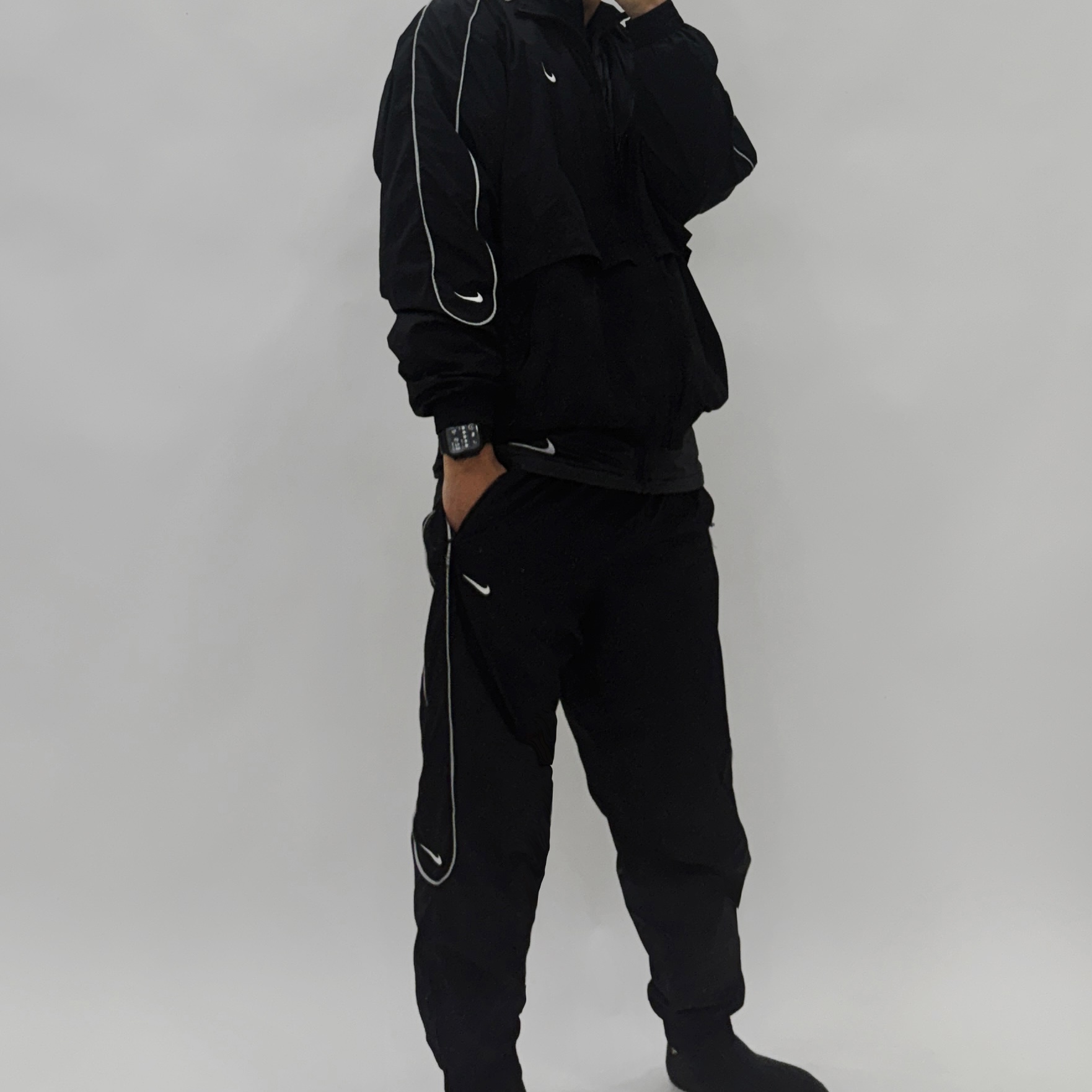 Nike NSW Solo Swoosh Woven Track Jacket Black - Asia, Nike Solo Swoosh Track Pants Black - Asia 착용 스타일