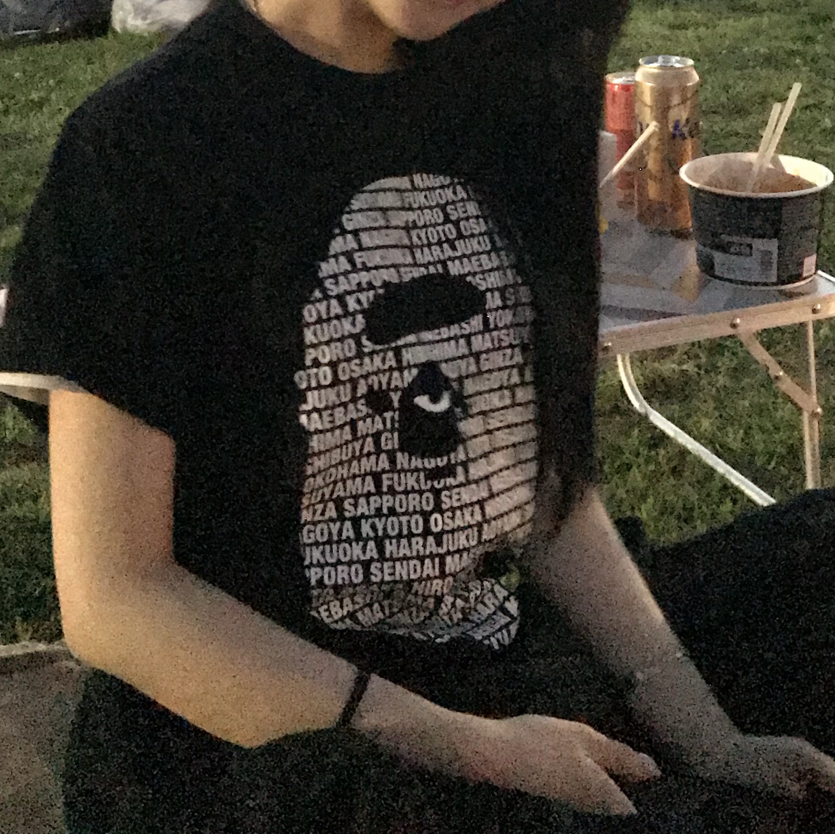 BAPE Japan Ape Head T-Shirt Black 착용 스타일 - 1