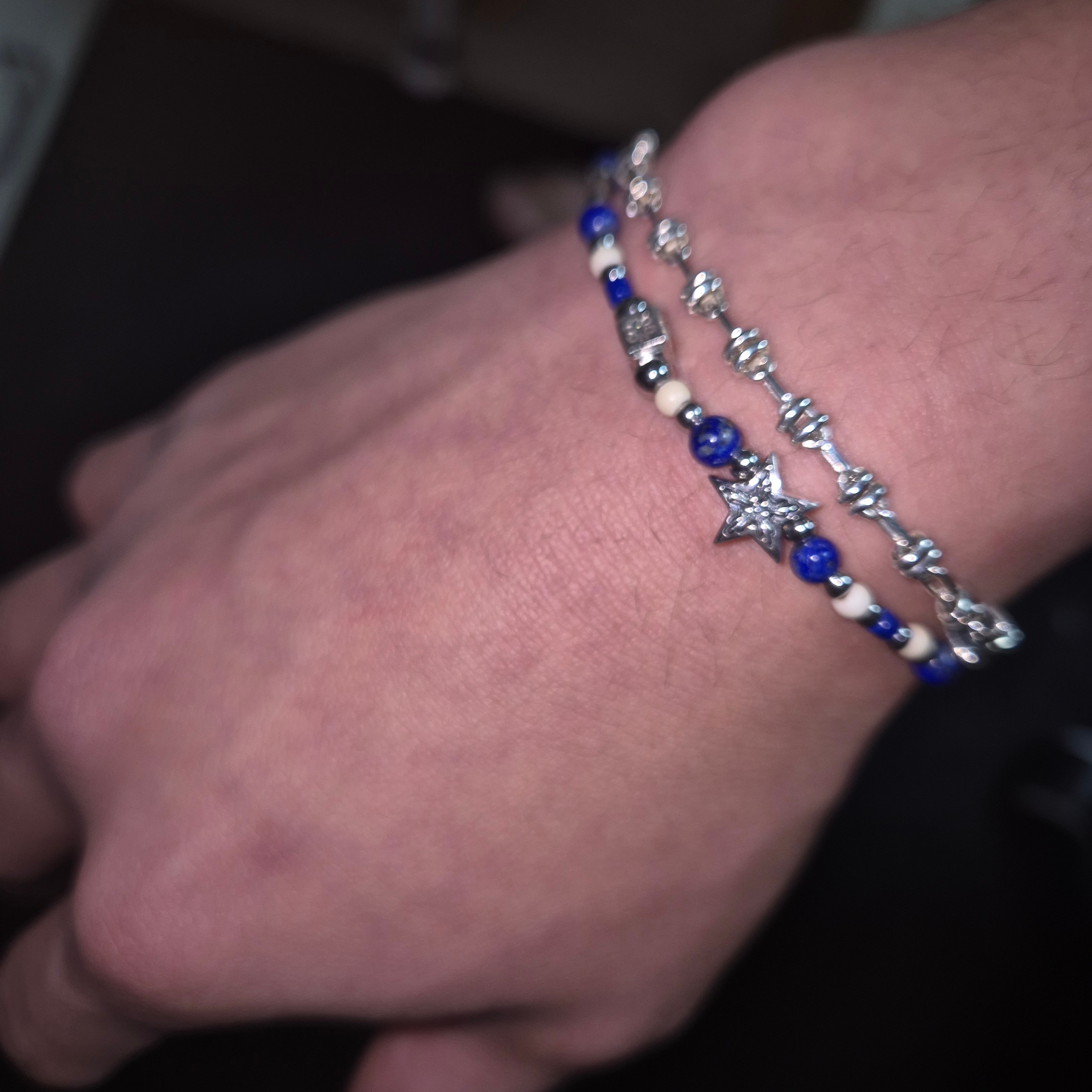 [KREAM 단독] Scudo Ice Blue Sea Star Beads, Scudo Garden Butter Roll Bracelet 착용 스타일