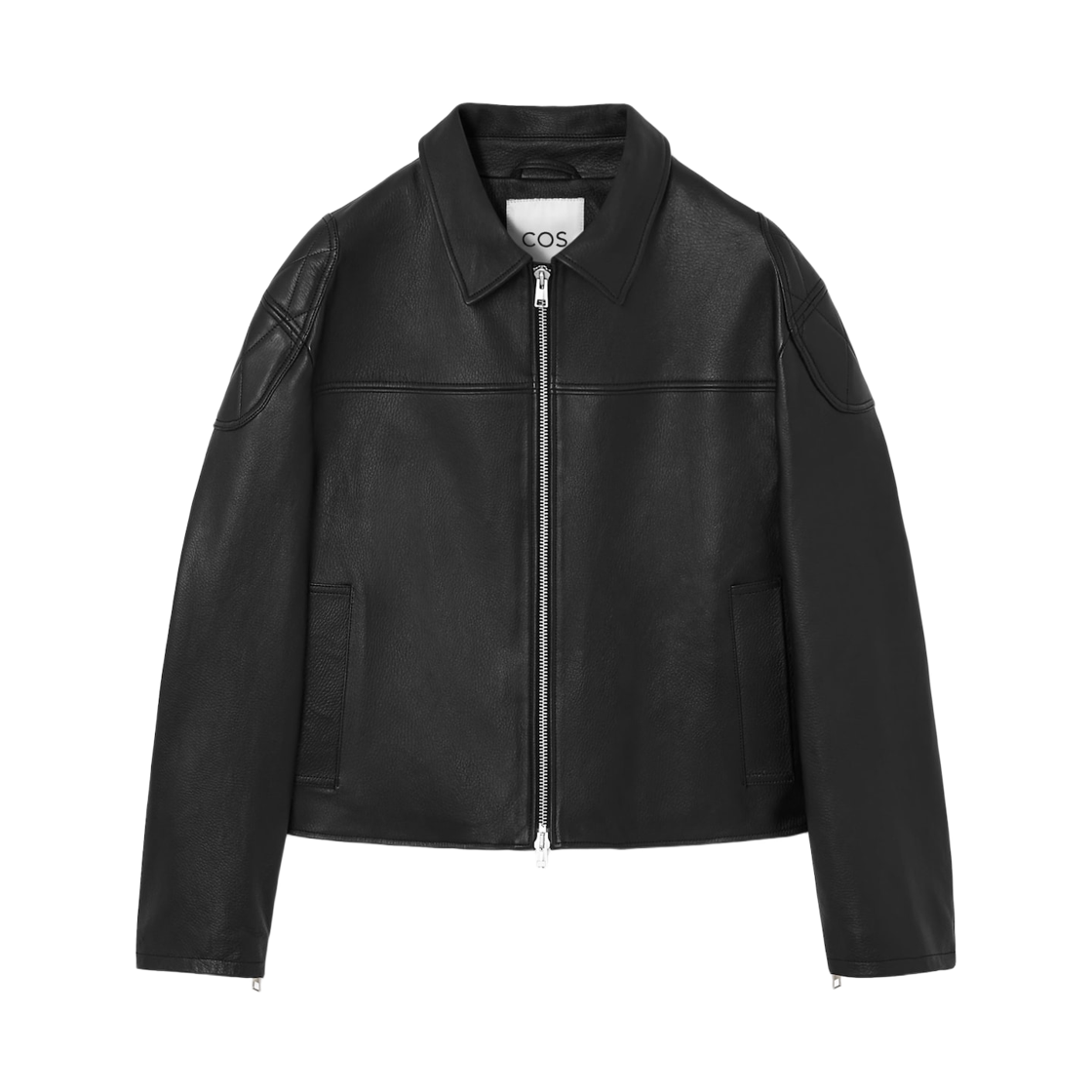 1217425001 COS Leather Racer Jacket Black
