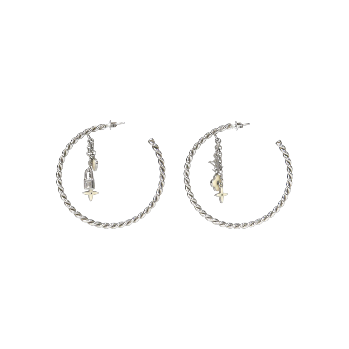 IT8KQLPV95UV Louis Vuitton Monogram Hoop Silver Earrings A-B39798