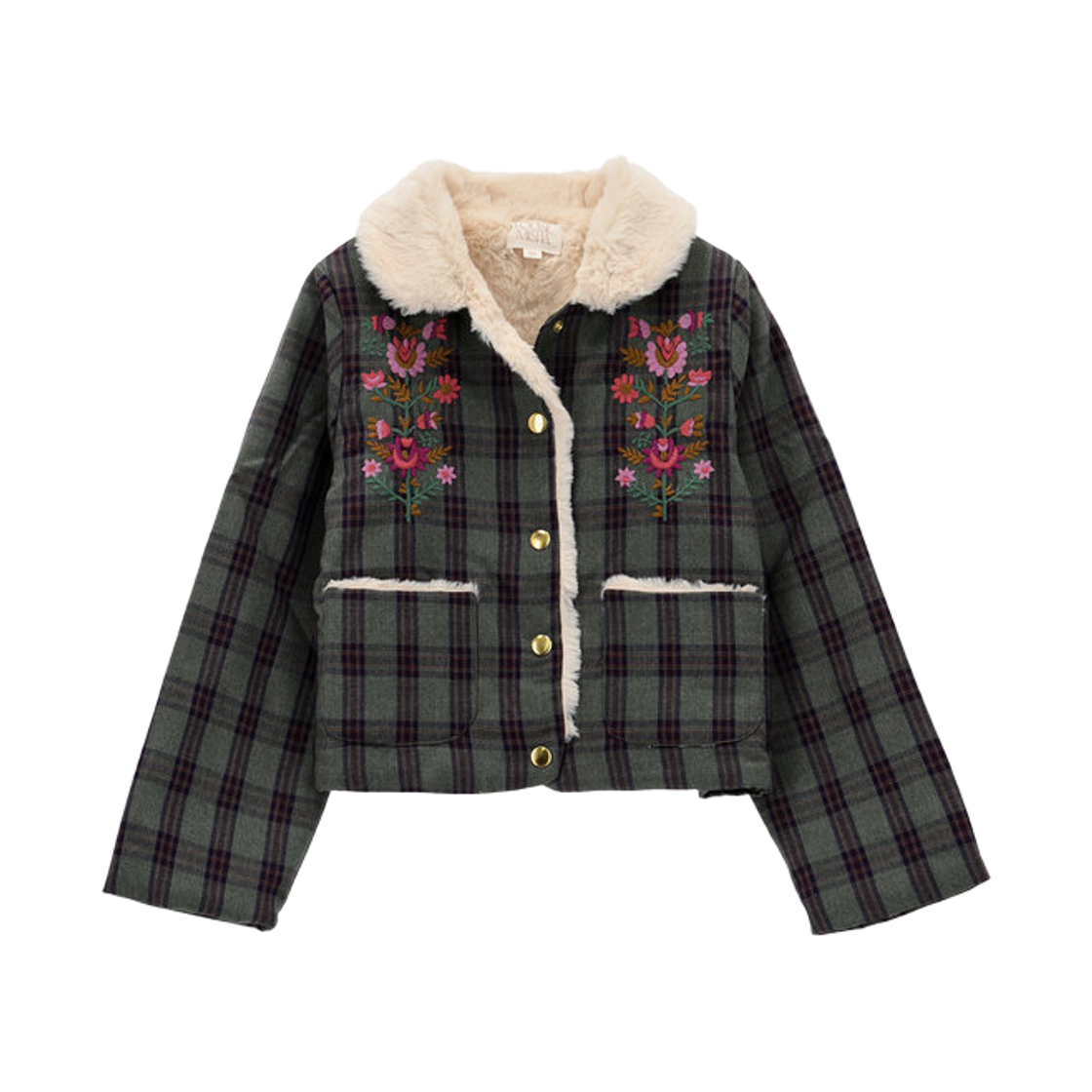 (키즈) 루이스 미샤 알리아 체크 자켓 그린 타탄((Kids) Louise Misha Alia Check Jacket Green Tartan)
