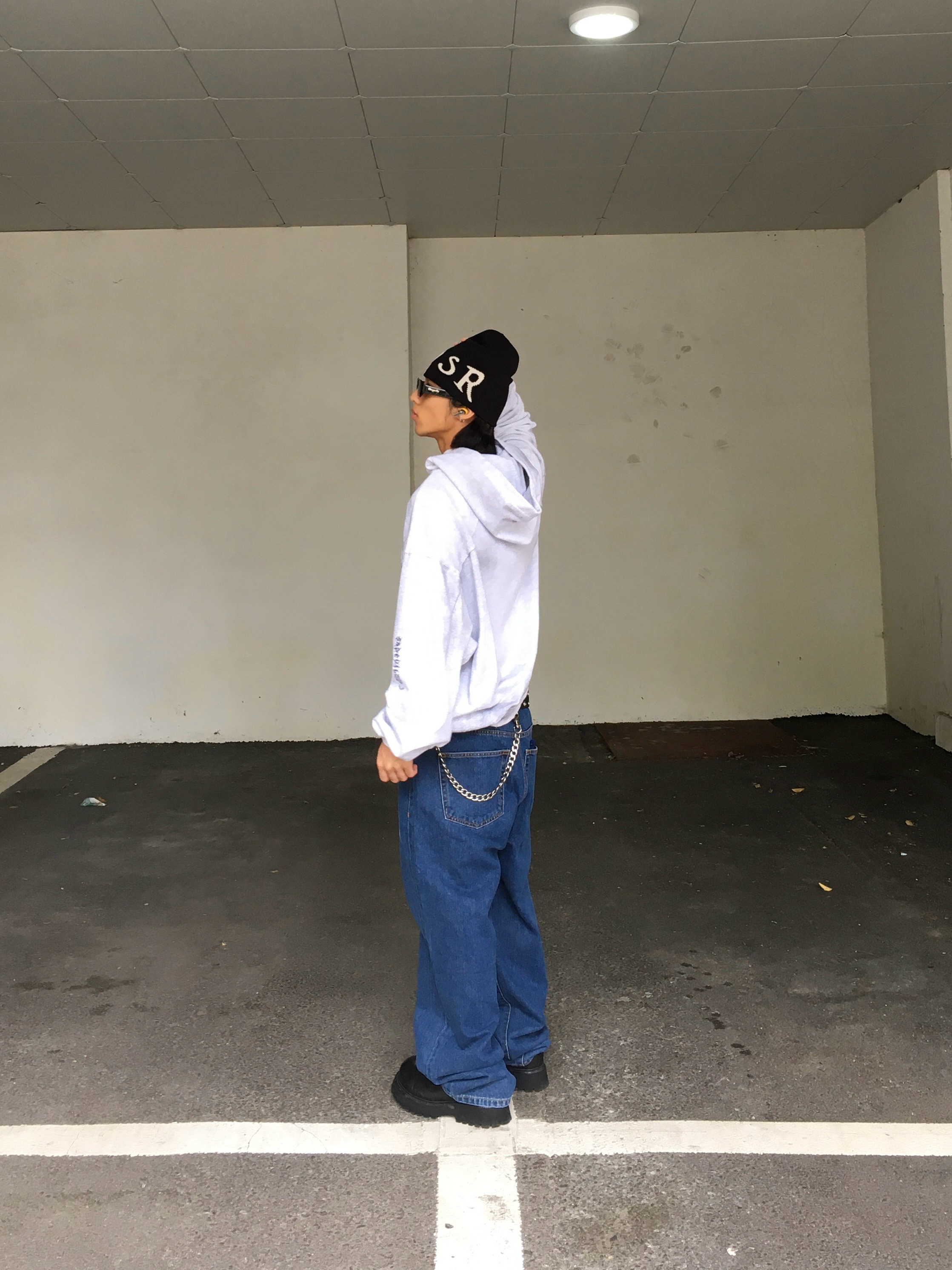 POSR Spell Out Jean, POSR Logo Beanie 착용 스타일 - 5