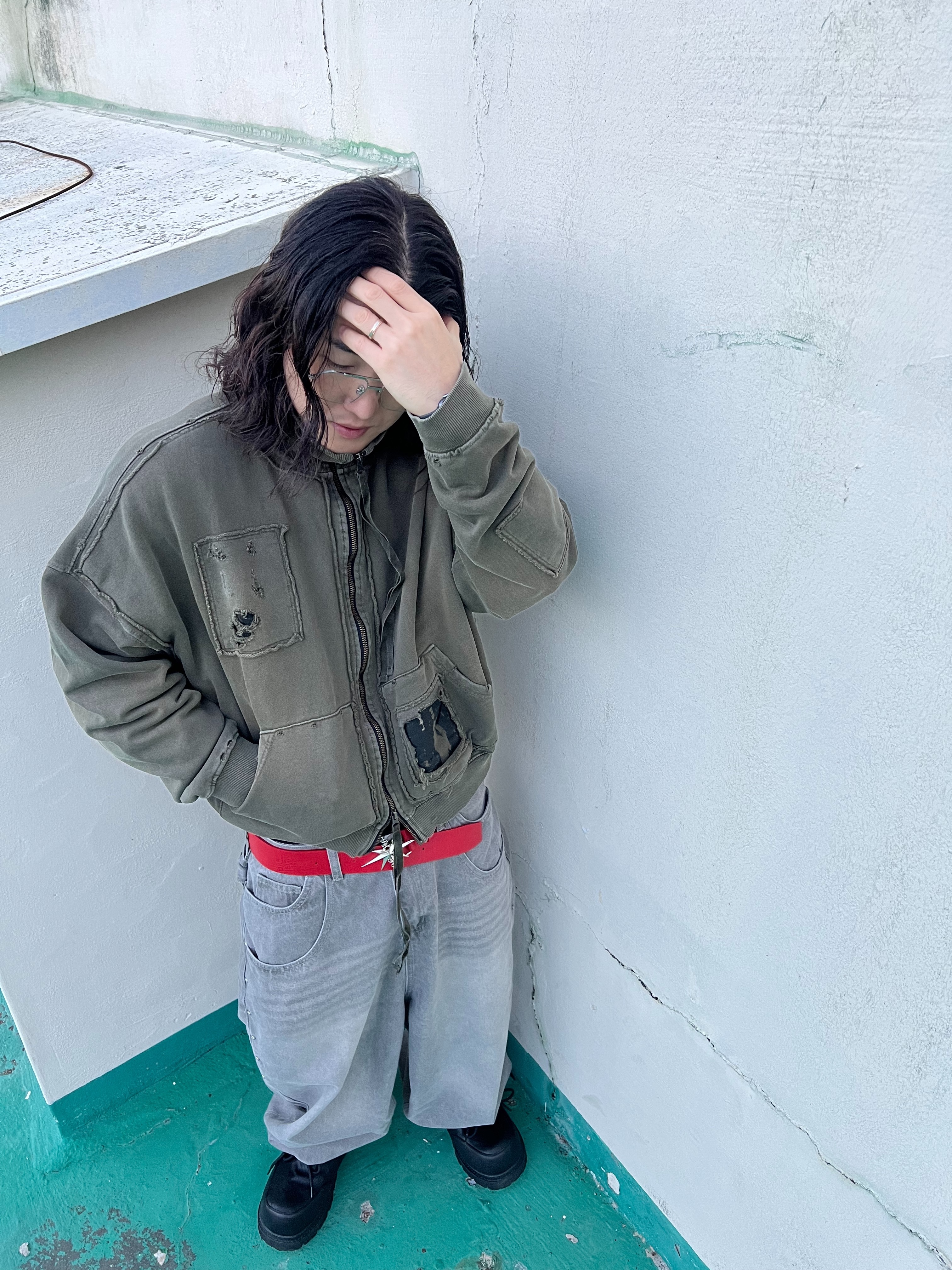 Undermycar Multi Patched Vintage Gaor Zip-Up Khaki - 25SS 착용 스타일 - 1
