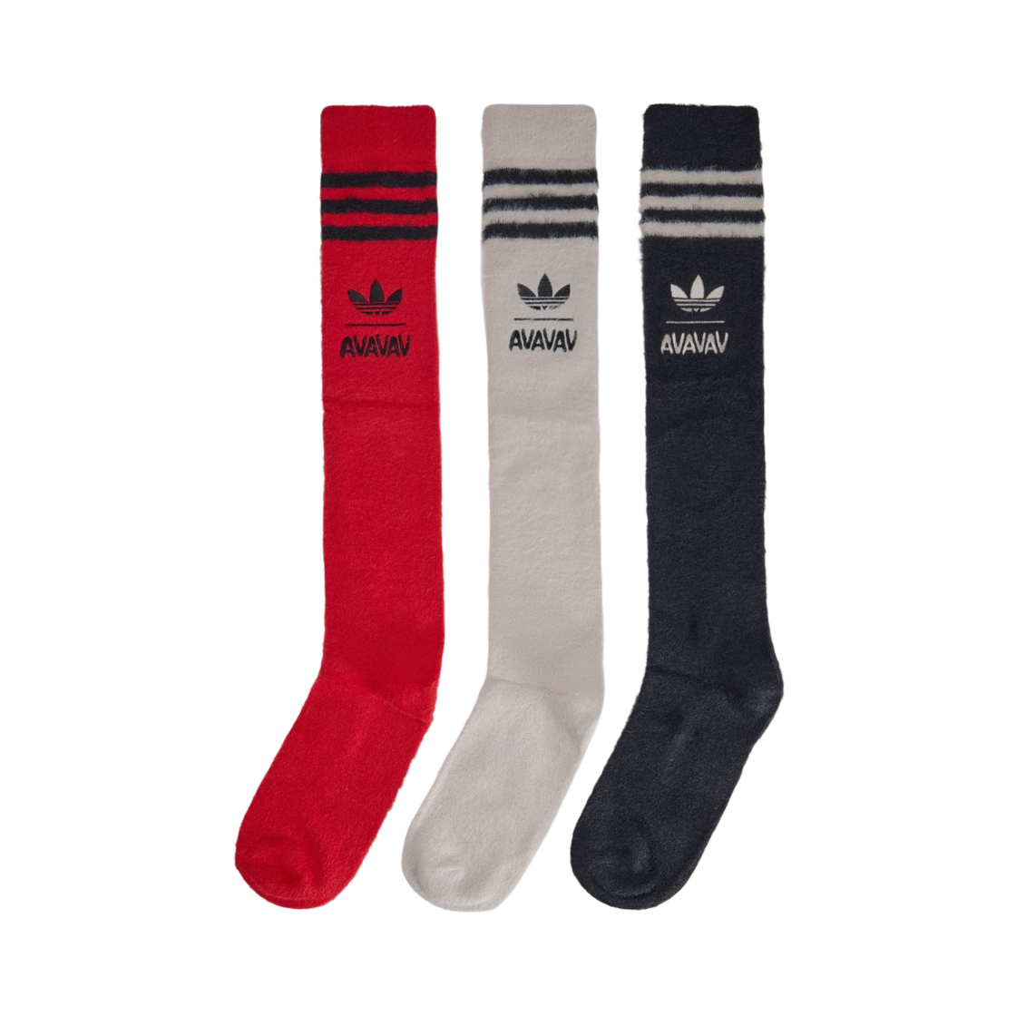 아디다스 x 아바바브 퍼지 삭스 초크 펄 블랙 (3개입)(Adidas x Avavav Fuzzy Socks Chalk Pearl Black (3 Pack))