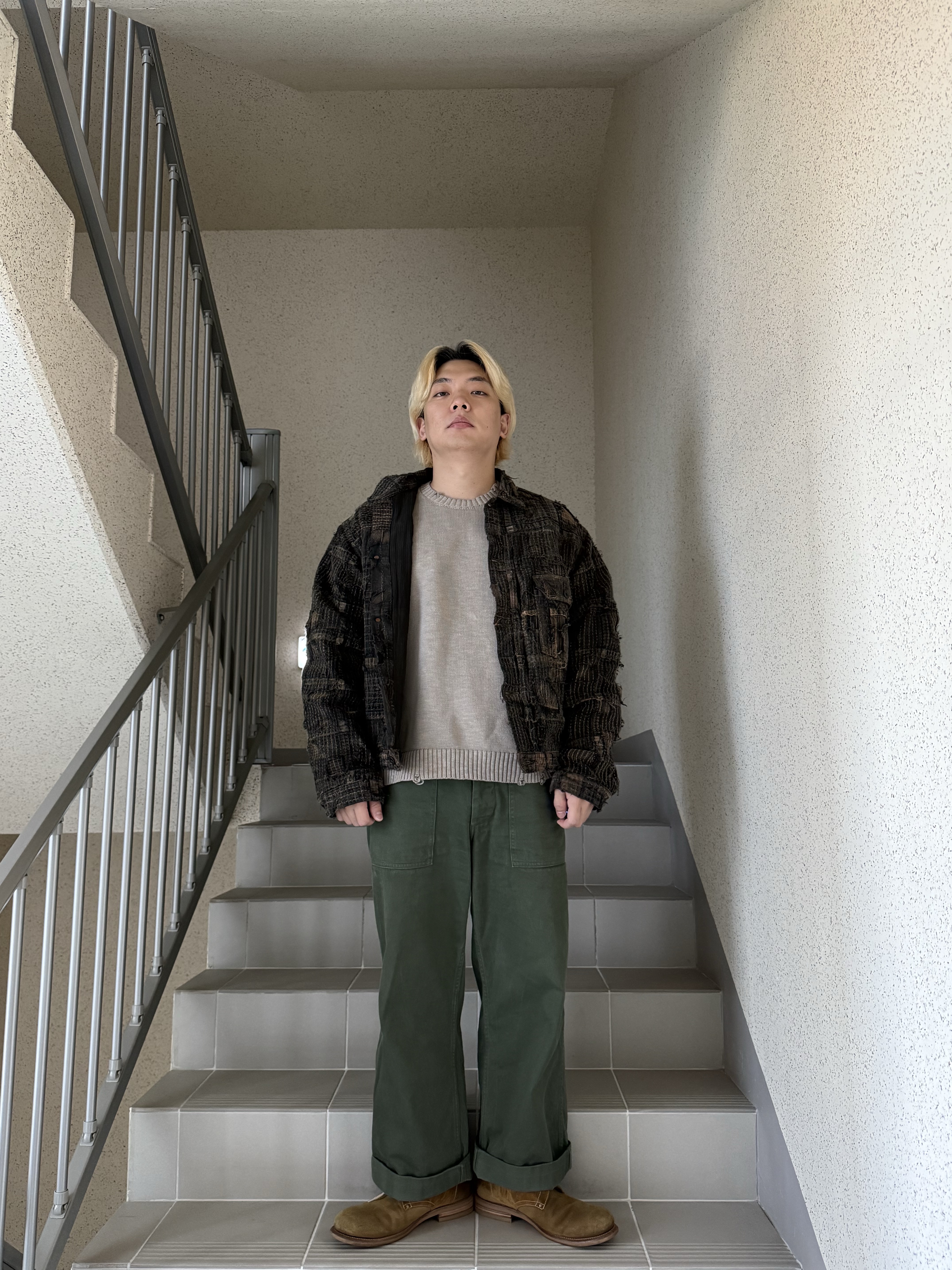 Kapital Black Tea-Core Boro Spring 1st Jacket Black 착용 스타일 - 3