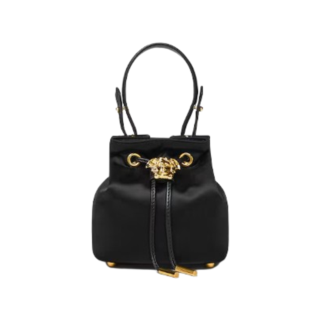 1017754-1A11479-1B00V Versace La Medusa Satin Mini Bucket Bag Black Gold