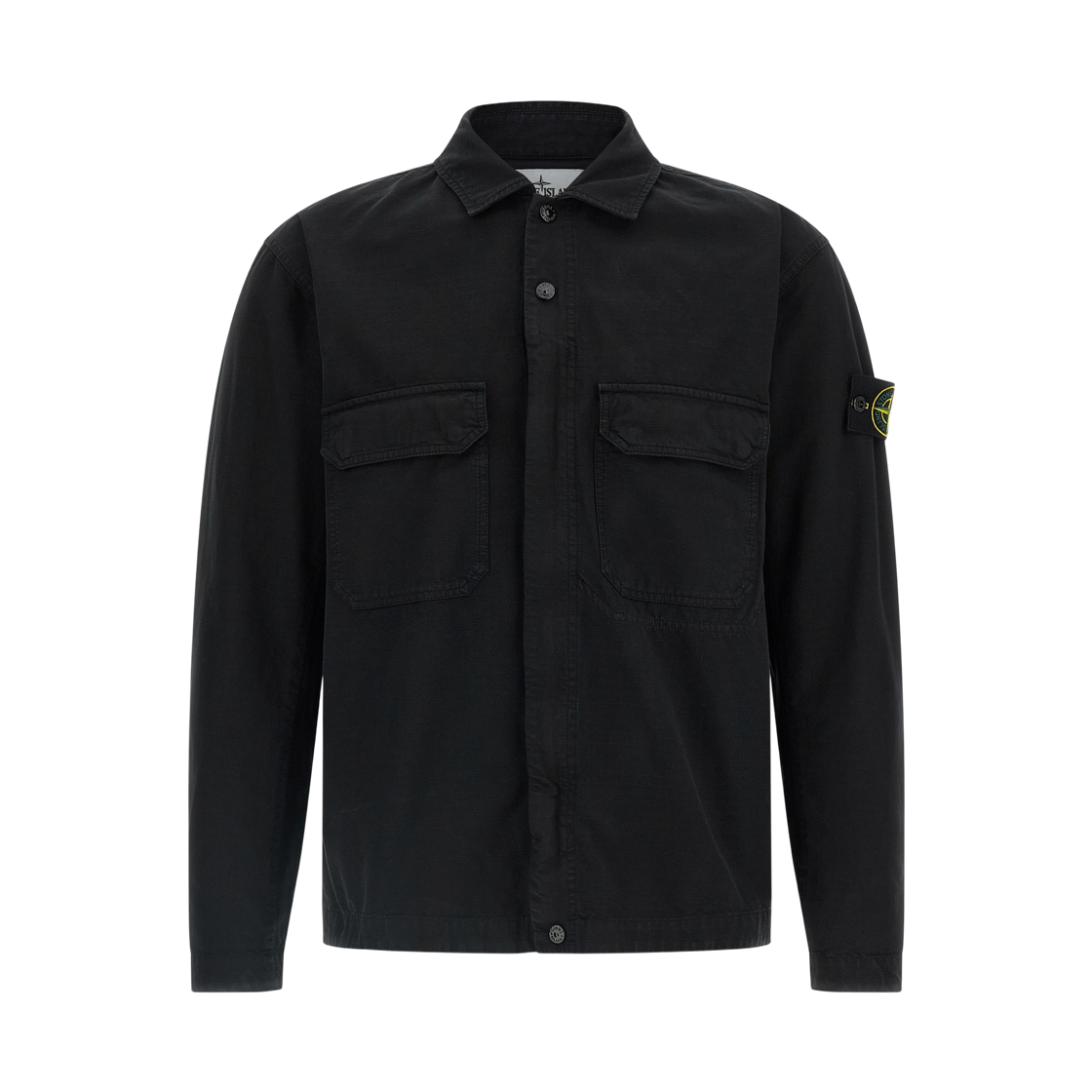 K2S1512000-09S0211-V0029 Stone Island 1200009 Organic Cotton Ripstop Comfort-Fit Overshirt with Pockets and Two-Way Zipper Black - 25FW