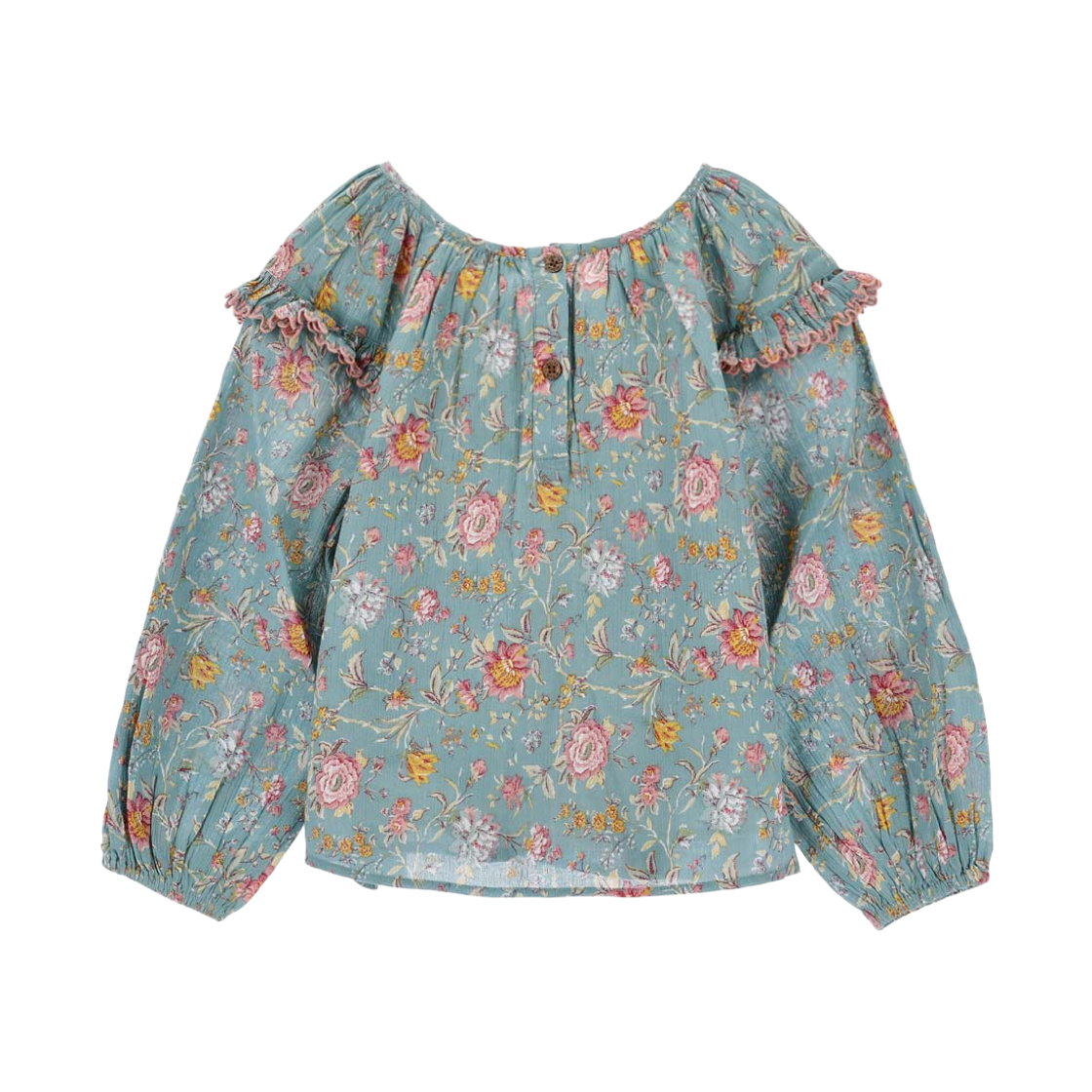 (키즈) 루이스 미샤 아이리스 블라우스 블루 로사 다마스케나((Kids) Louise Misha Iris Blouse Blue Rosa Damascena)