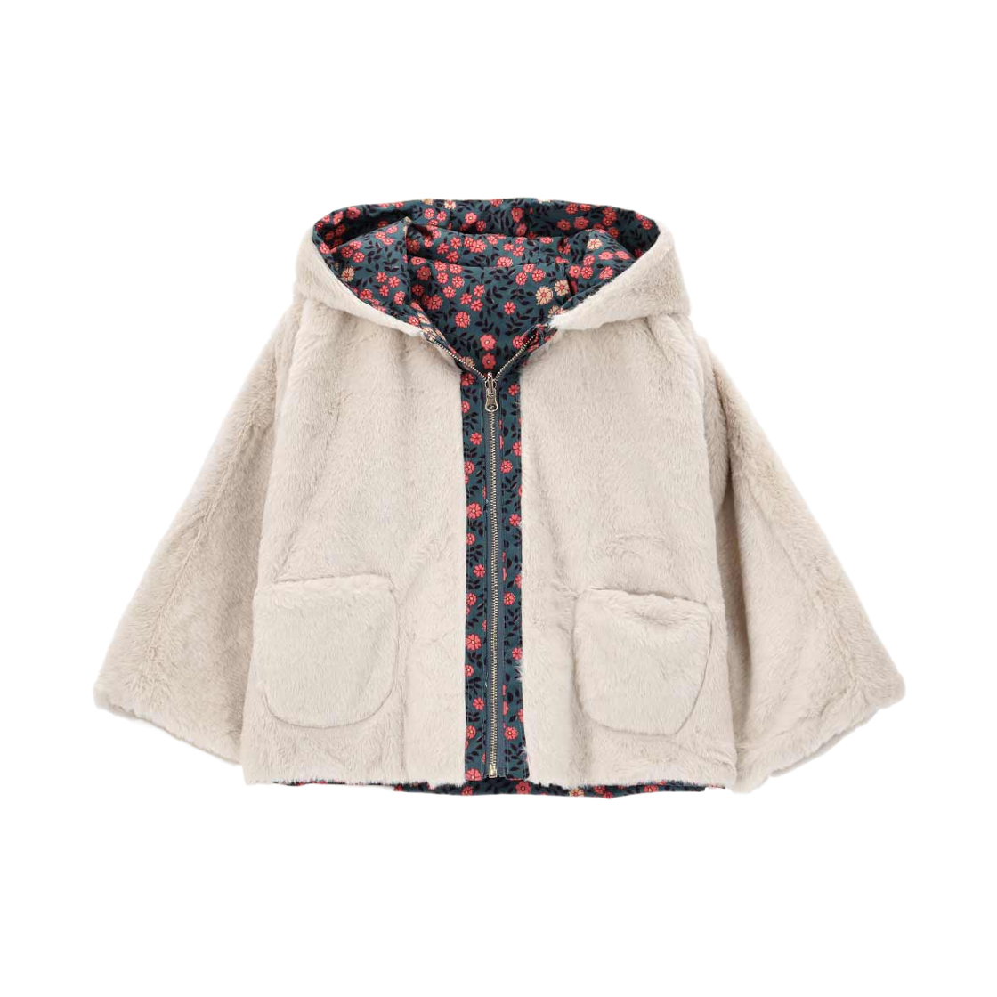 (키즈) 루이스 미샤 펠벳 리버시블 코트 스톤 블루 스타가든((Kids) Louise Misha Felvet Reversible Coat Stone Blue Stargarden)