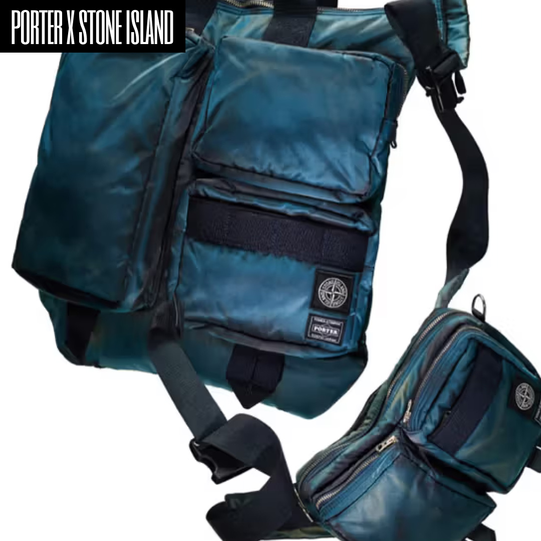 Porter x Stone Island Cross Body Bag Blue, Porter x Stone Island Pouch Blue 착용 스타일 - 2