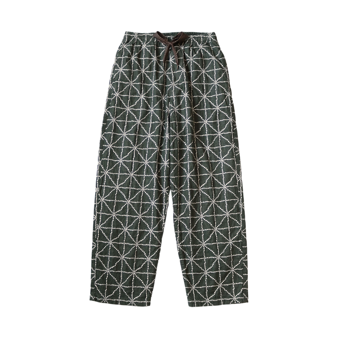 캐피탈 8온즈 컬러드 데님 이지 팬츠 포크-도조 자수 그린(Kapital 8oz. Colored Denim Easy Pants with Folk-Dojo Embroidery Green) - 1