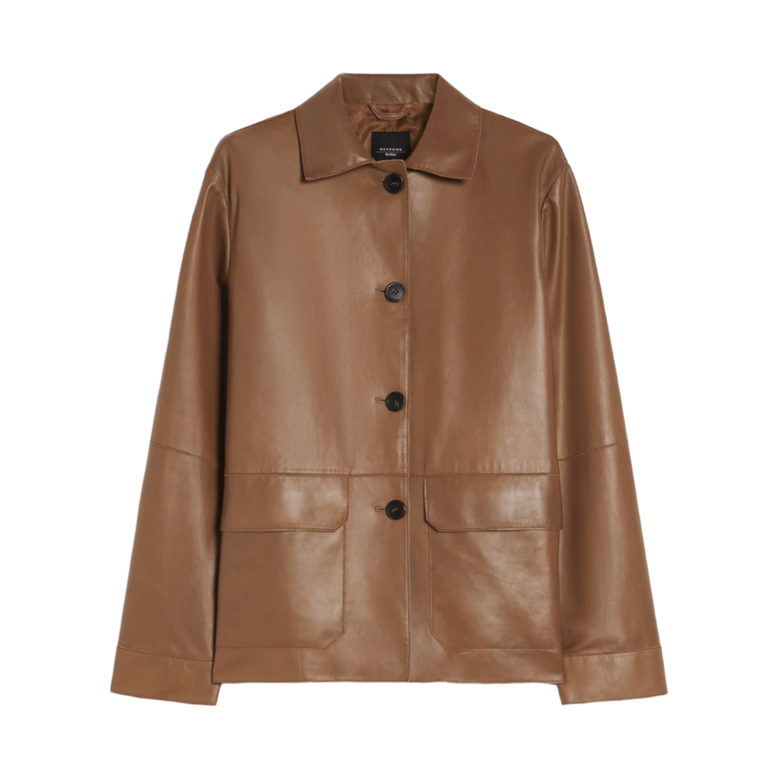 KAYA-001 (W) Weekend Max Mara Kaya Nappa Leather A Line Jacket Hazelnut Brown