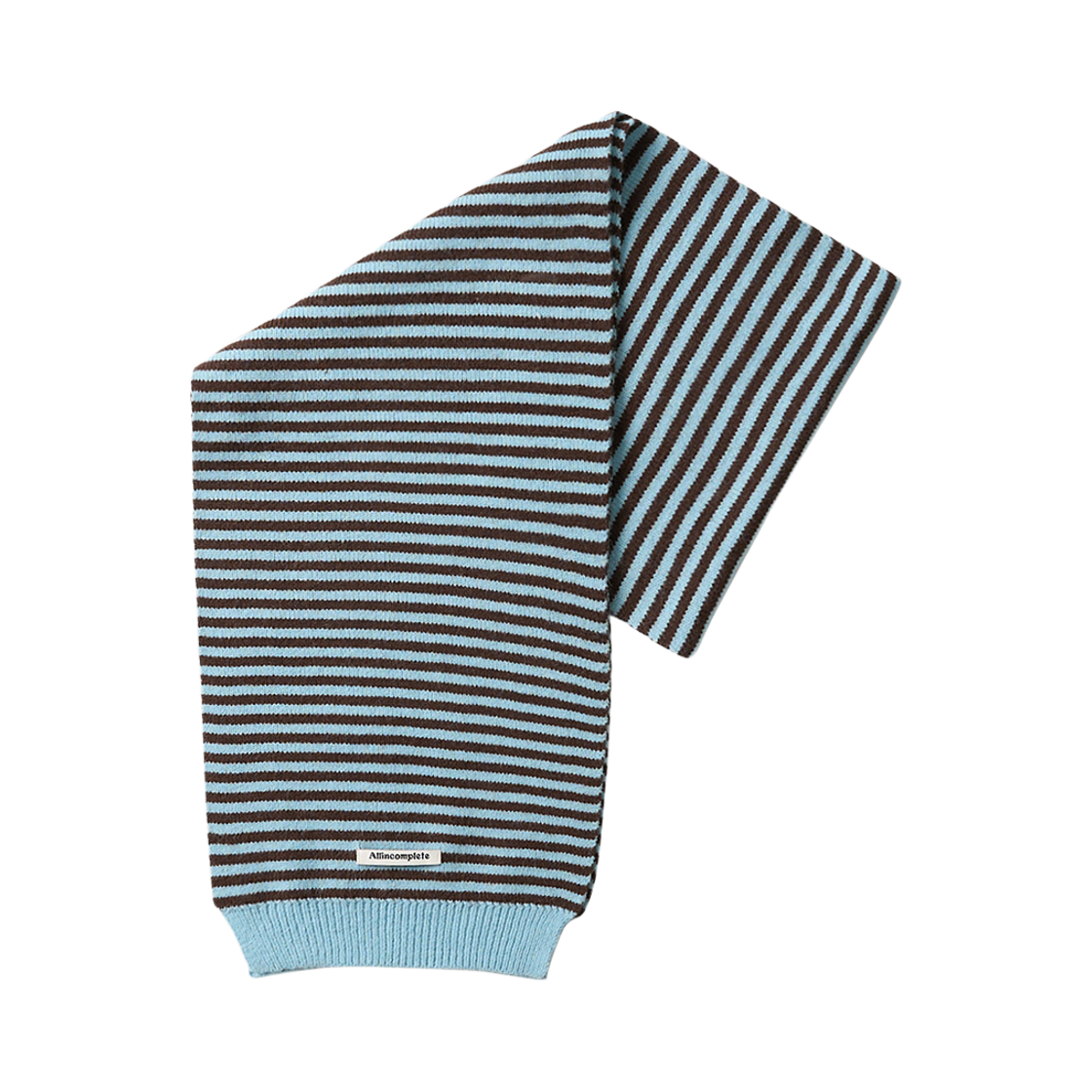 25FWCSKMAQBR Allincomplete Candy Stripe Knit Muffler Aqua & Brown