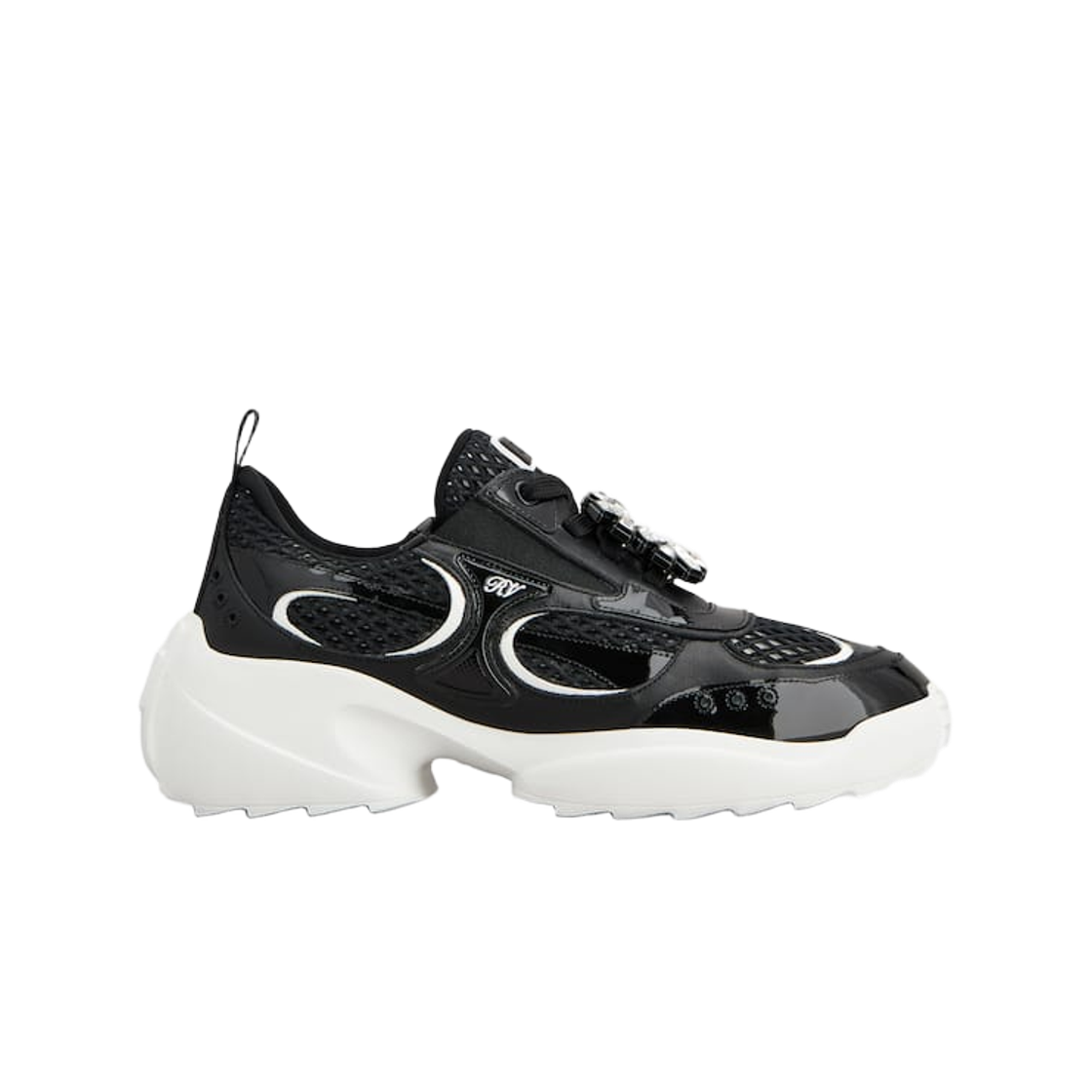 (W) 로저 비비에 비브 온 더 런 스니커즈 블랙((W) Roger Vivier Viv On The Run Sneakers Black) - 1