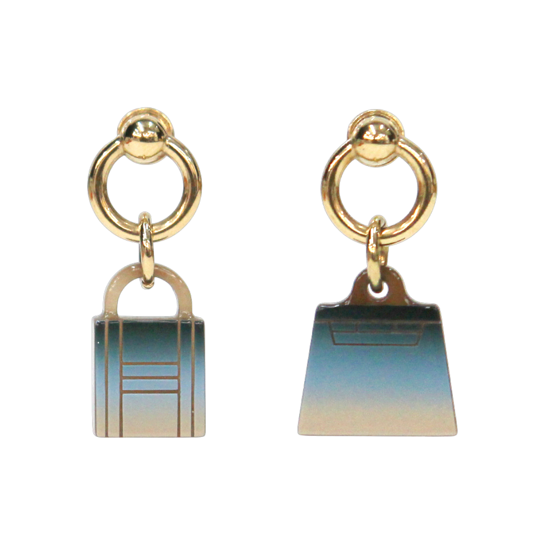 에르메스 블루 아뮬렛 골드 귀걸이 A-B37722(Hermes Blue Amulet Gold Earrings A-B37722)