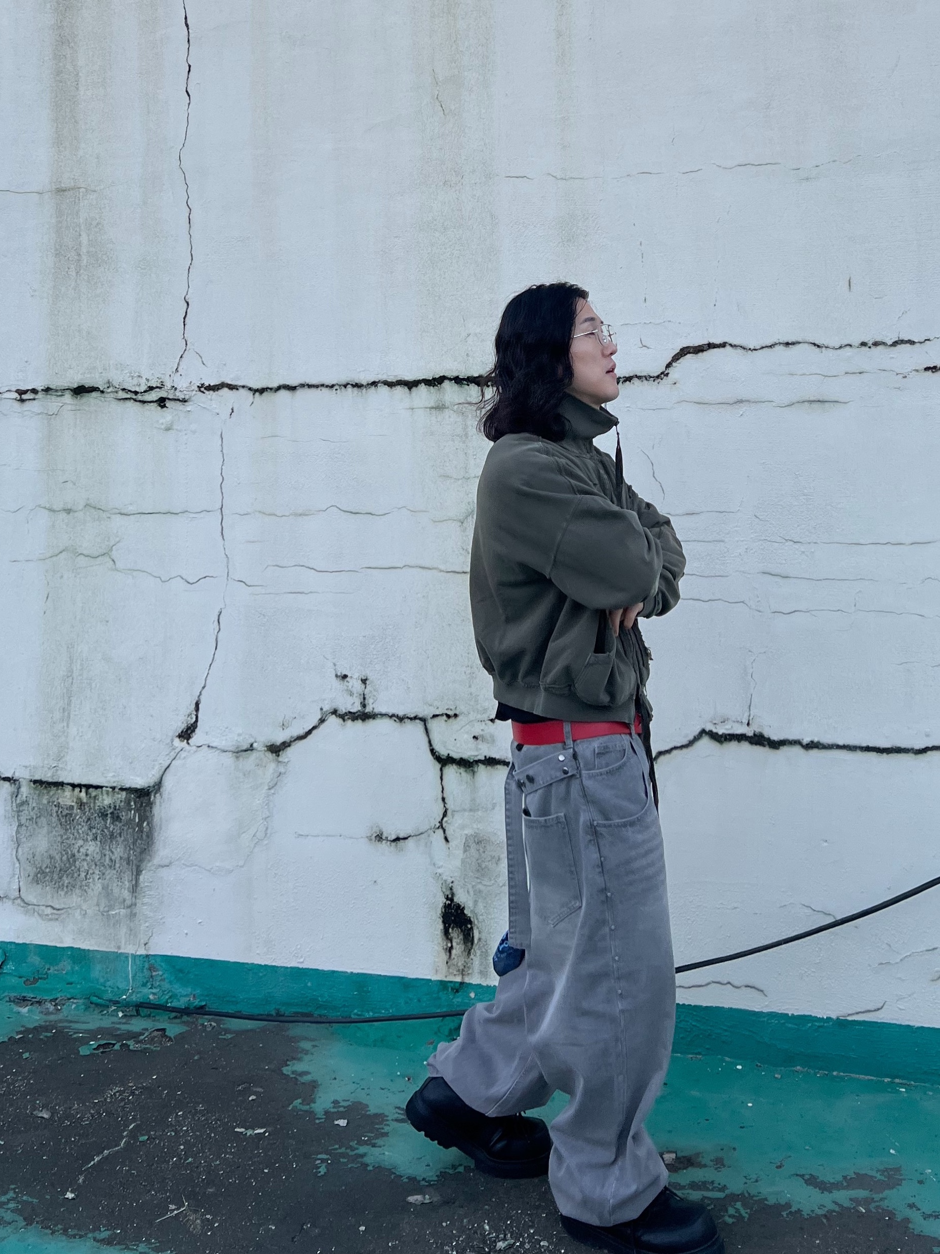Undermycar Multi Patched Vintage Gaor Zip-Up Khaki - 25SS 착용 스타일 - 7