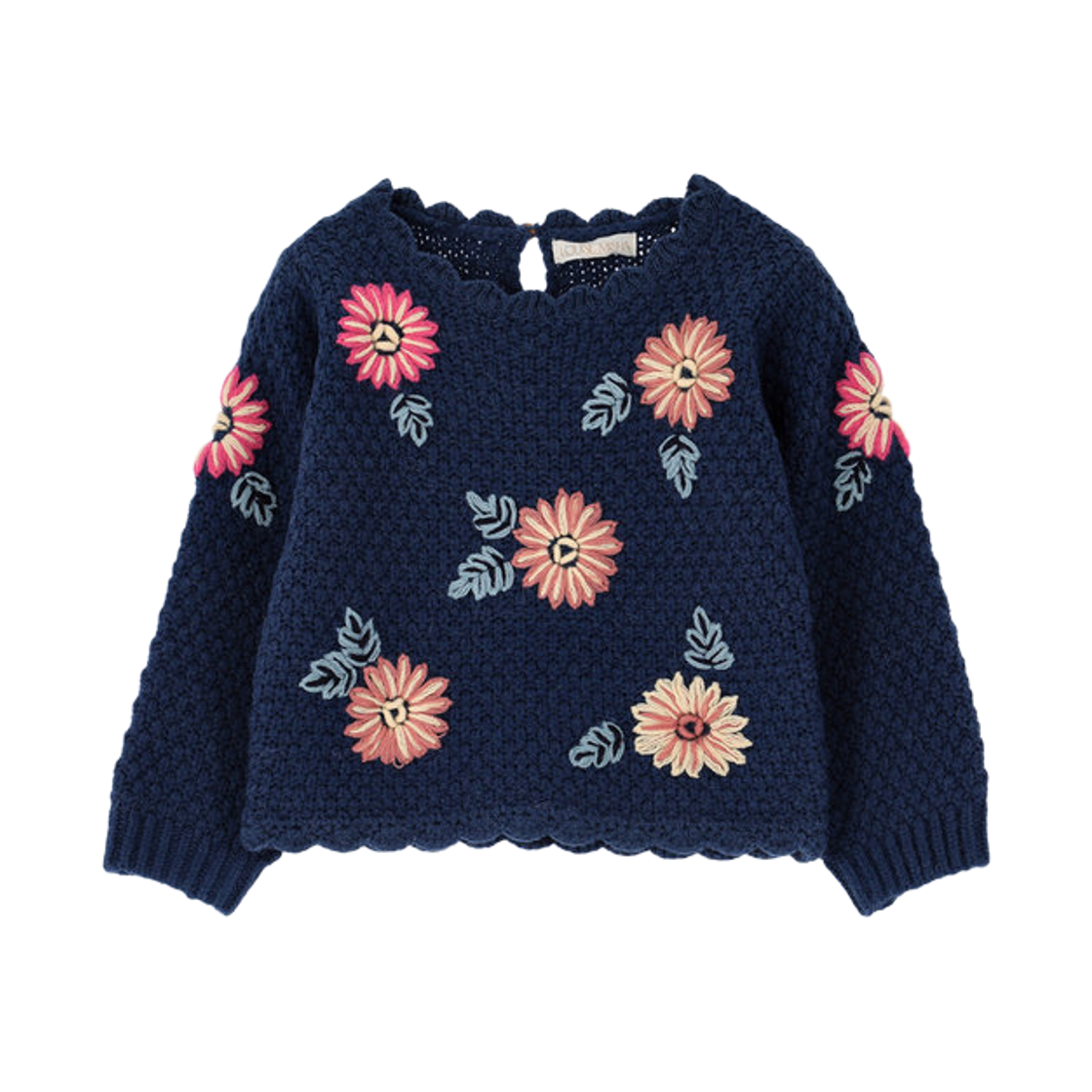 (키즈) 루이스 미샤 아카시아 크루넥 니트 잉크 블루((Kids) Louise Misha Acacia Crewneck Knit Ink Blue)