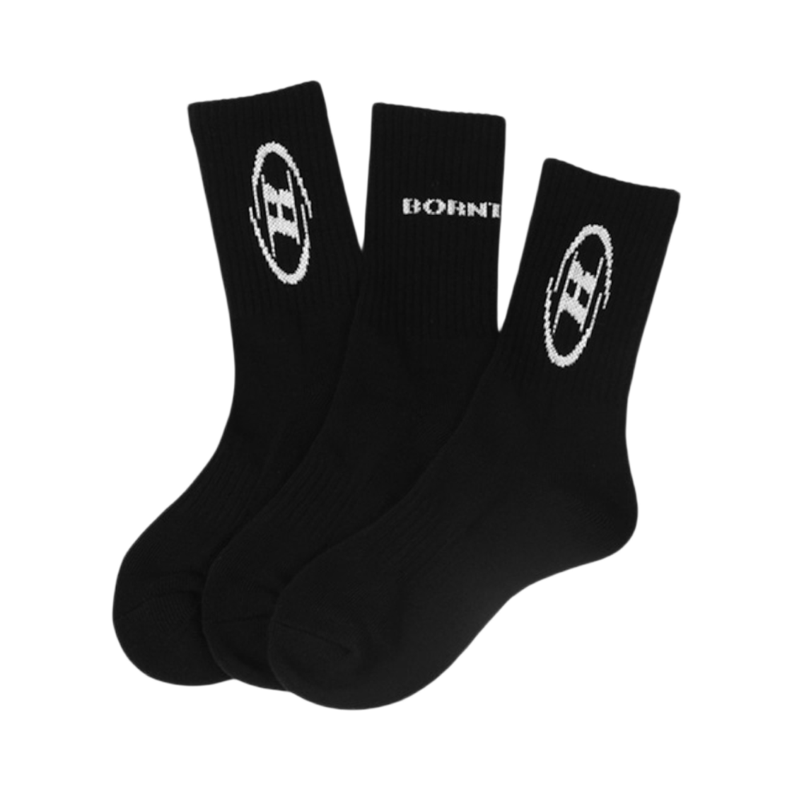 BE5USO409BK BORN TO WIN Symbol B Logo Socks 3pack Black