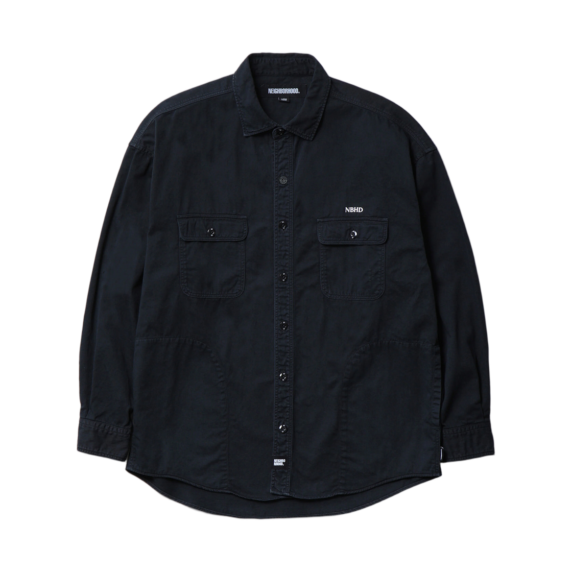 252AQNH-SHM02 Neighborhood Garment Dyed Shirt L/S Black
