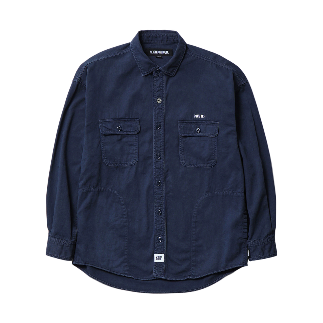 252AQNH-SHM02 Neighborhood Garment Dyed Shirt L/S Navy