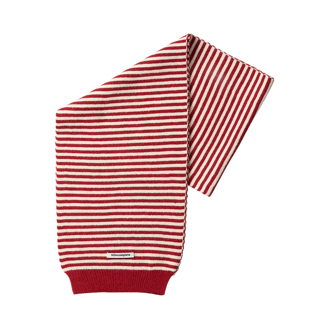 25FWCSKMREIV Allincomplete Candy Stripe Knit Muffler Red & Ivory