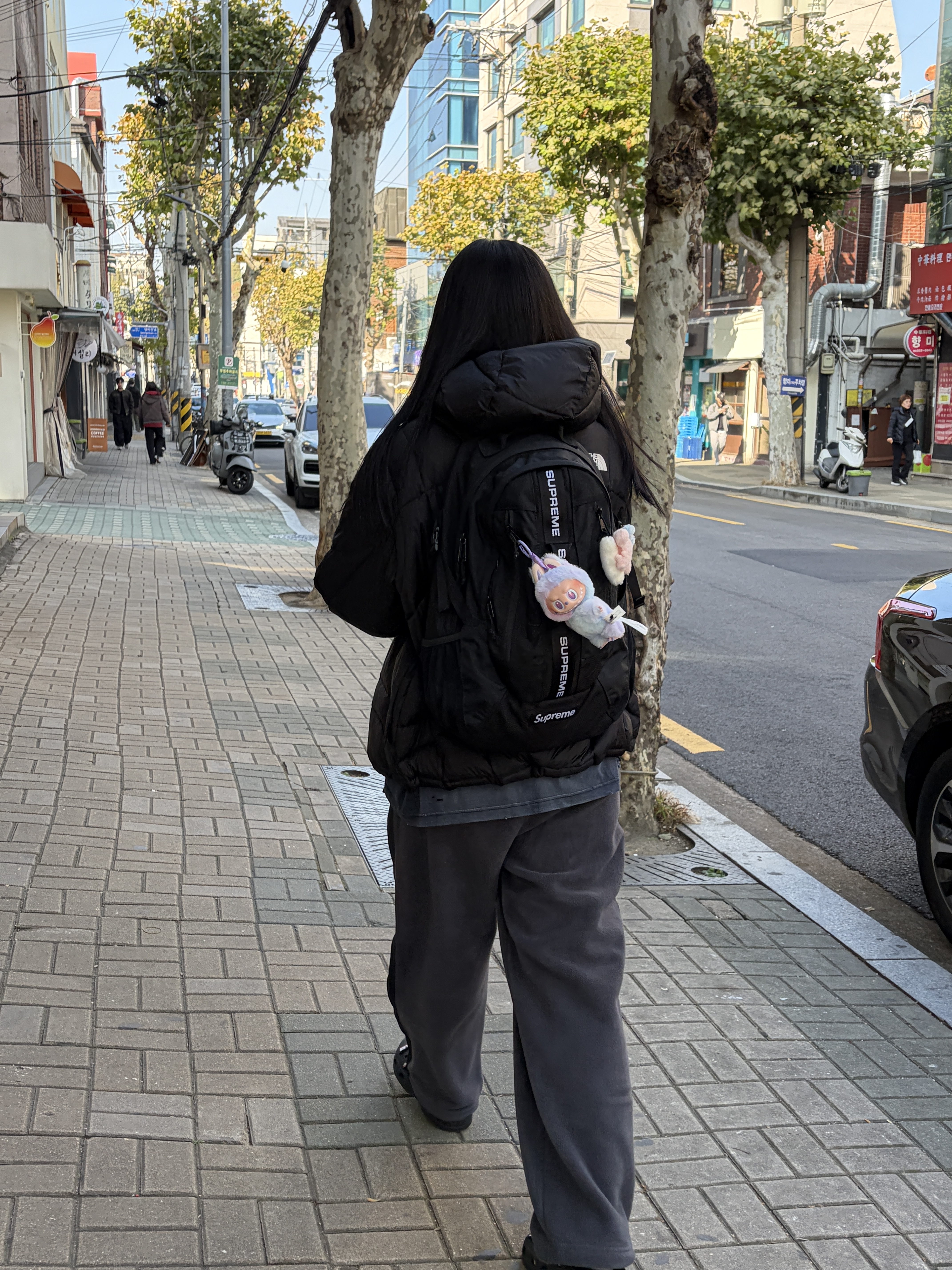 The North Face Wave LT On Jacket Real Black - 25FW, Uniqlo x Needles Fleece Wide Pants Dark Gray - KR 착용 스타일 - 2