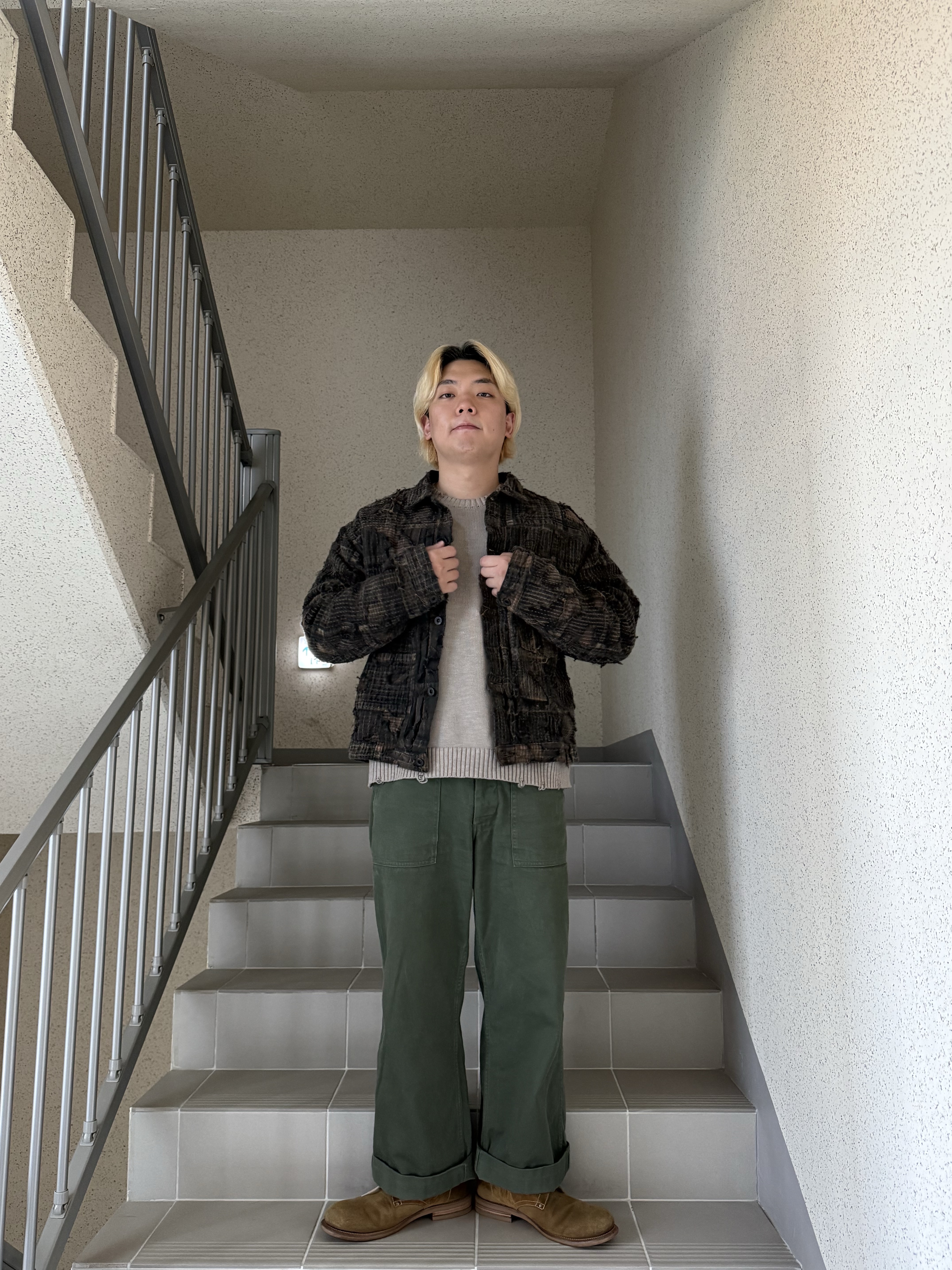 Kapital Black Tea-Core Boro Spring 1st Jacket Black 착용 스타일 - 5