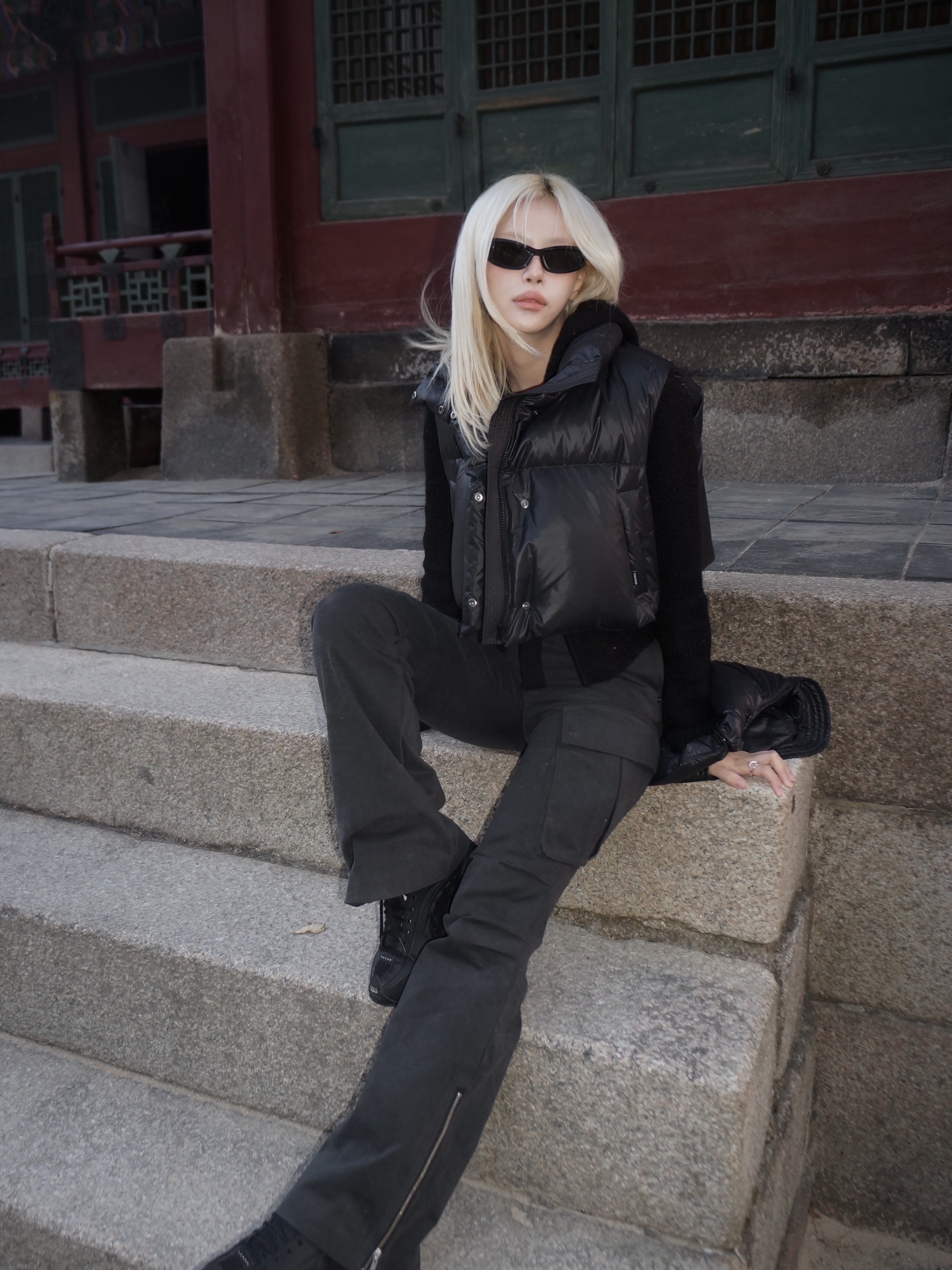 (W) Nike Shox R4 Black 착용 스타일 - 6