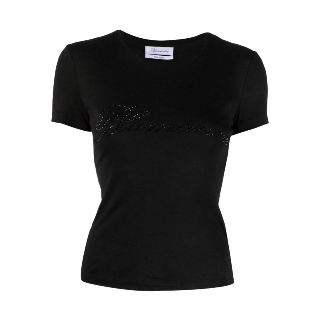 (W) 블루마린 로고 코튼 티셔츠 블랙((W) Blumarine Logo Cotton T-Shirt Black)