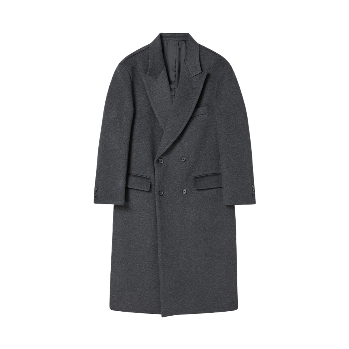 NV25WICT02GR N ARCHIVE Romantic Peaked Lapel Cashmere-Blend Double Coat Gray