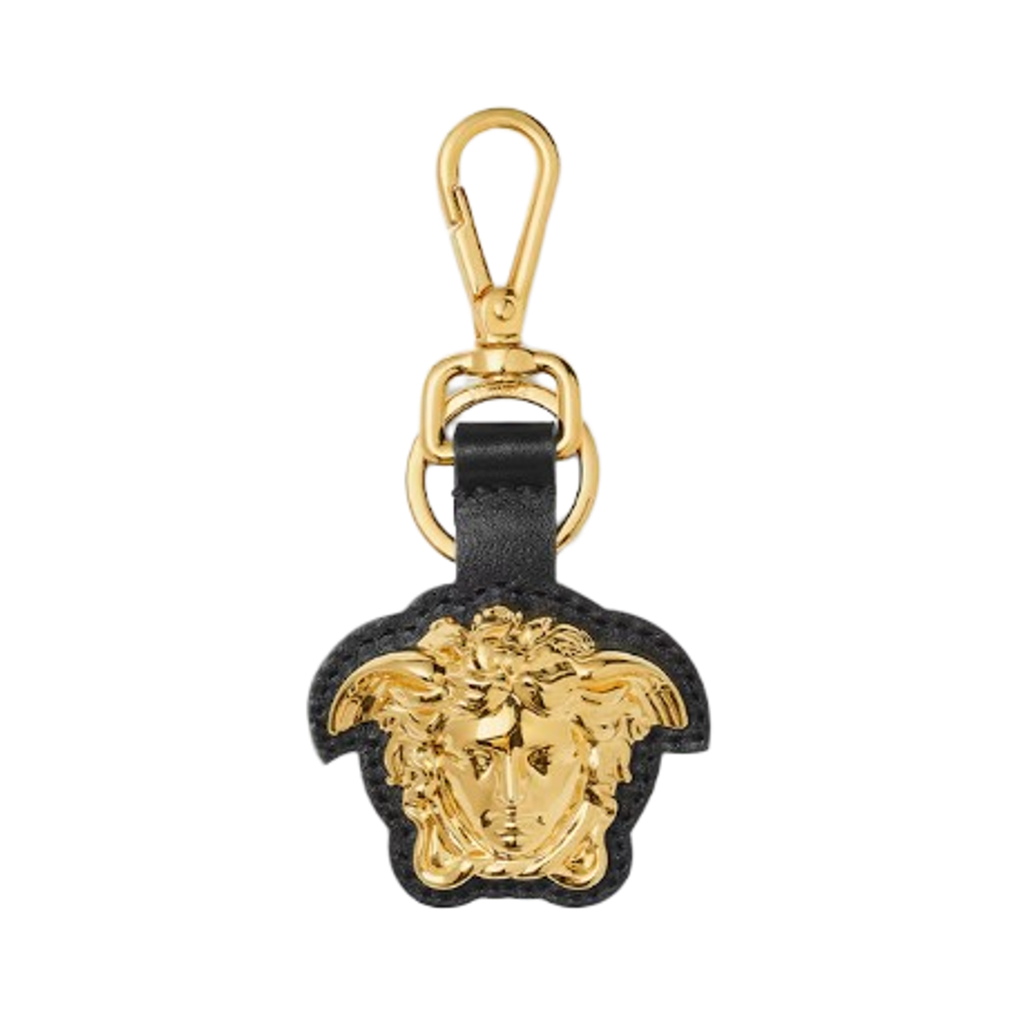 1020667-1A00551-1B00V Versace La Medusa Leather Keychain Black Gold