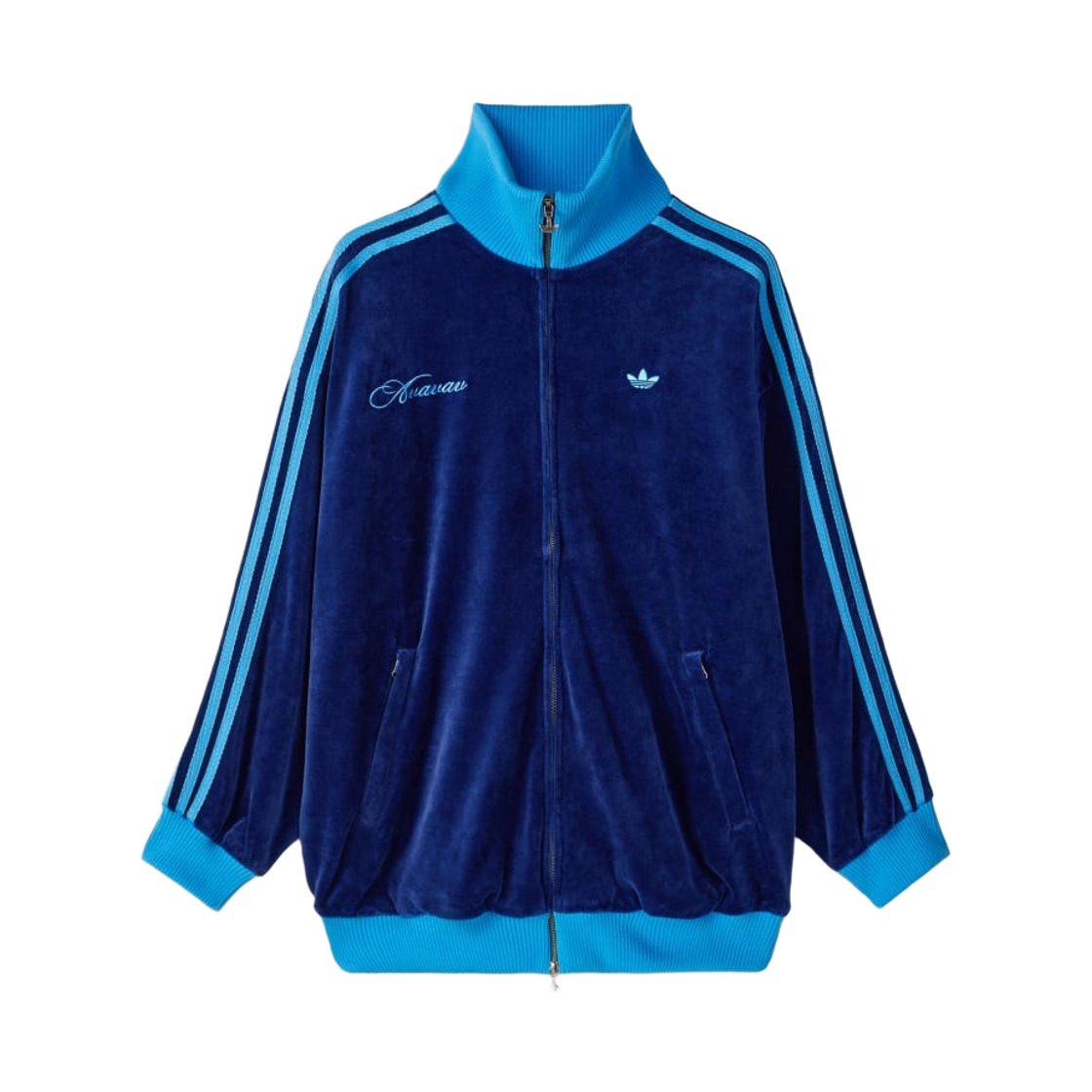 (W) 아디다스 x 아바바브 벨벳 트랙탑 다크 블루 - KR 사이즈((W) Adidas x Avavav Velvet Tracktop Dark Blue - KR Sizing)