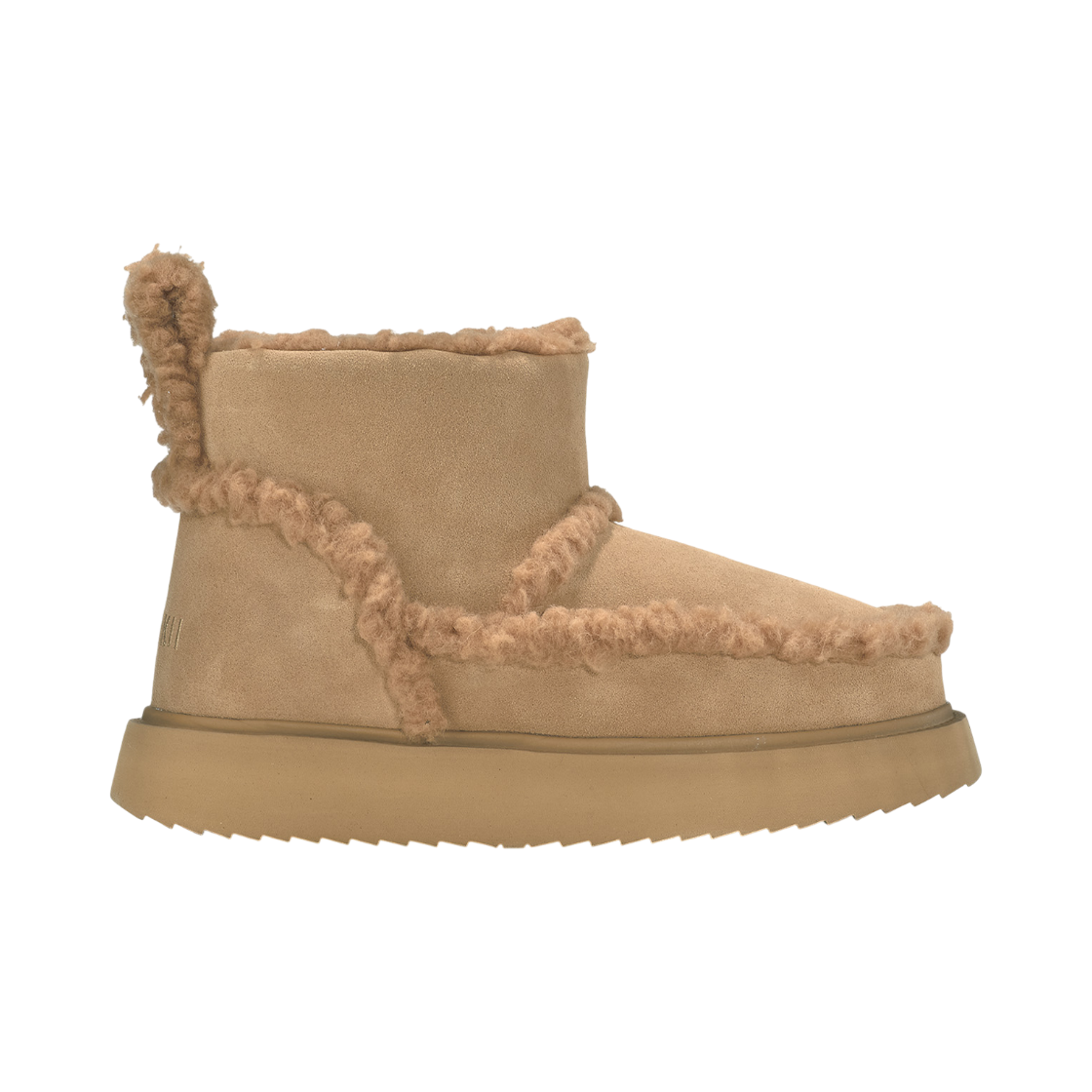 이누이키 여성 베이지 시어링 마이크로 부츠(INUIKII Women Beige Shearling Micro Boots)