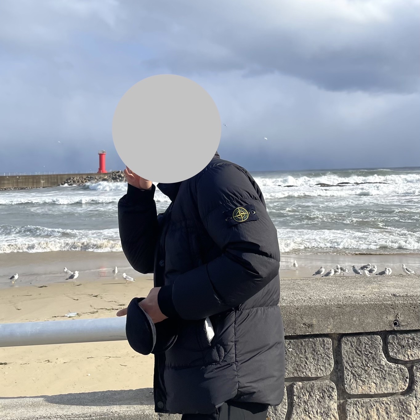 Stone Island 40123 Garment Dyed Crinkle Reps R-NY Down Jacket Navy Blue - 24FW 착용 스타일