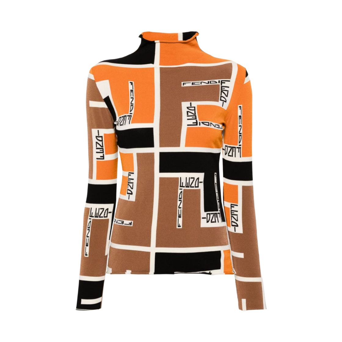 (W) 펜디 프린트 하이넥 탑 멀티컬러((W) Fendi Print High Neck Top Multicolor)