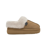 (W) Rockfishweatherwear Cloudy Flatform Fur Mules Chestnut