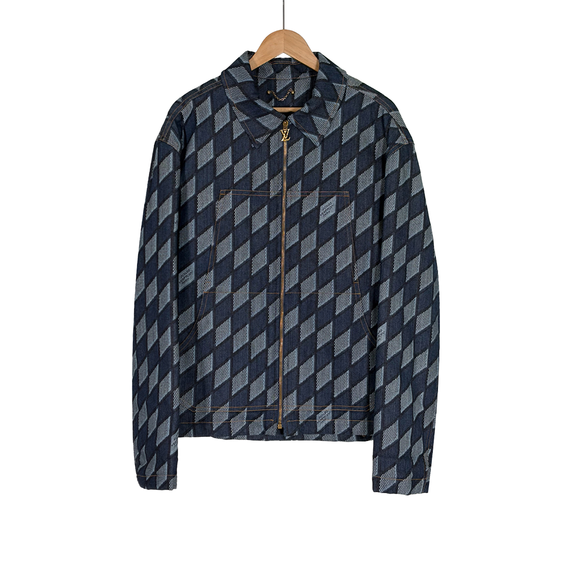 ITVLU65HS6JU Louis Vuitton Men's Damier Padded Denim Trucker Jacket - Indigo