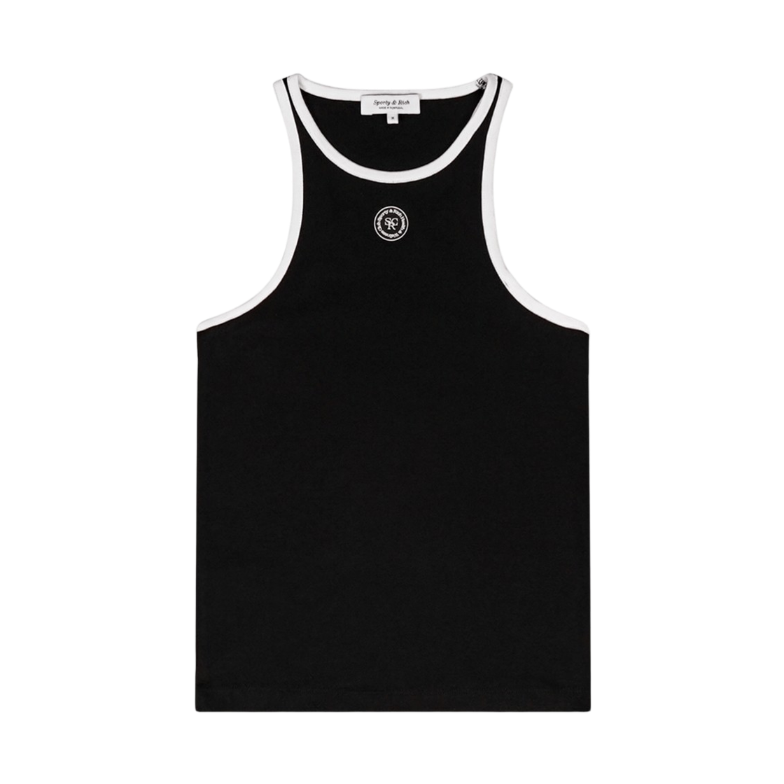 (W) 스포티 앤 리치 SRHWC 립드 탱크 탑 블랙((W) Sporty & Rich SRHWC Ribbed Tank Top Black)