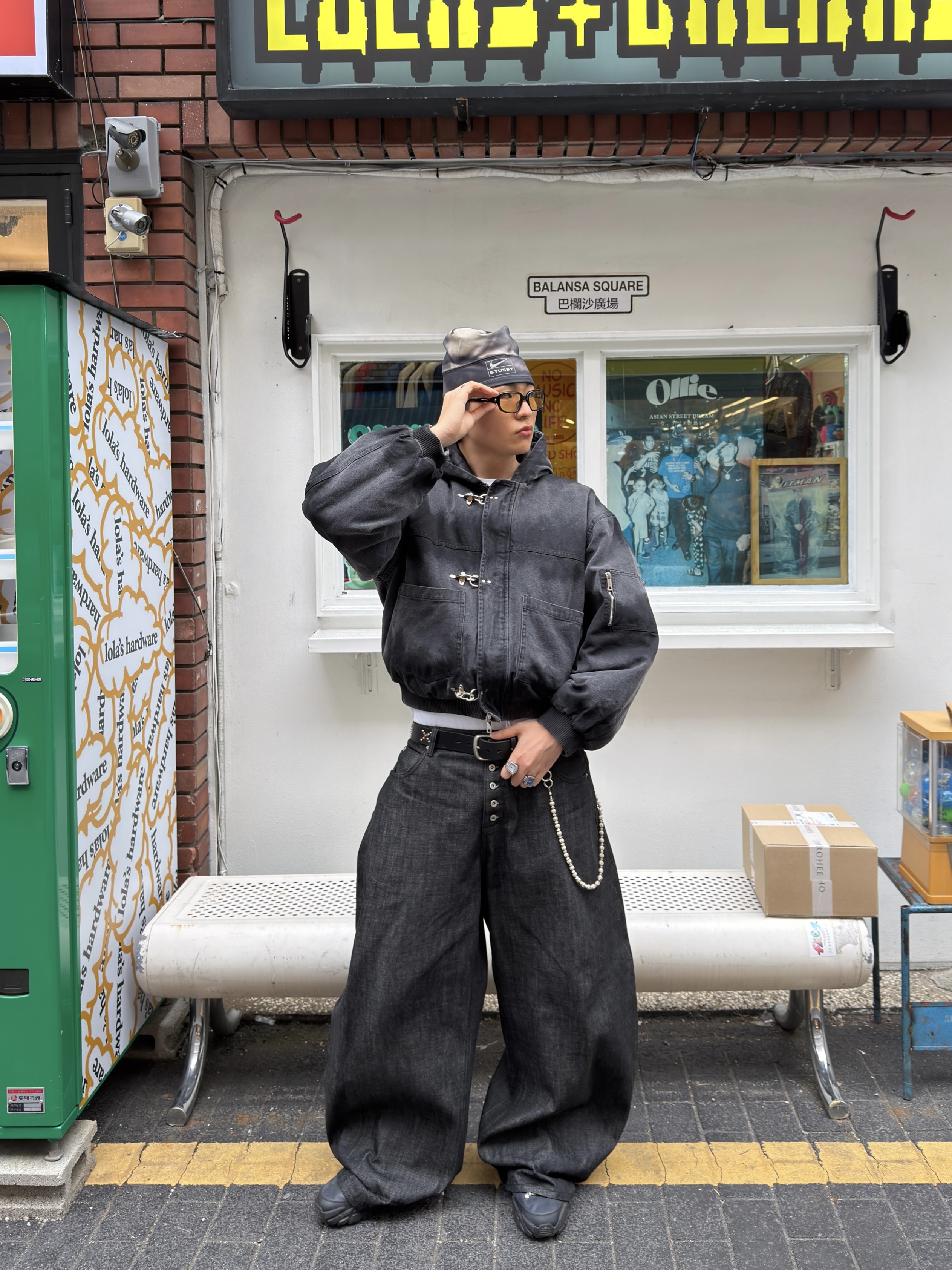 Nike x Stussy Skull Cap Multi, Puma x Skepta Forever Mid Boots Flat Dark Gray Puma Silver 착용 스타일 - 2