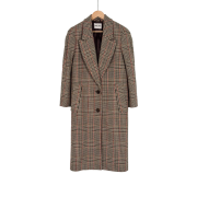 Miu Miu Women's Logo Wool Plaid Oversized Long Coat - Rust