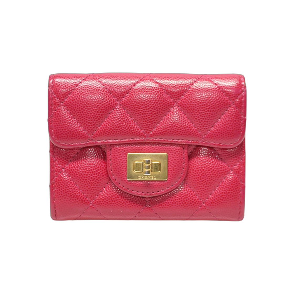 ITI5FF9LTK4N Chanel A80831 Red Caviar Gold Metal 2.55 Flap Cardholder